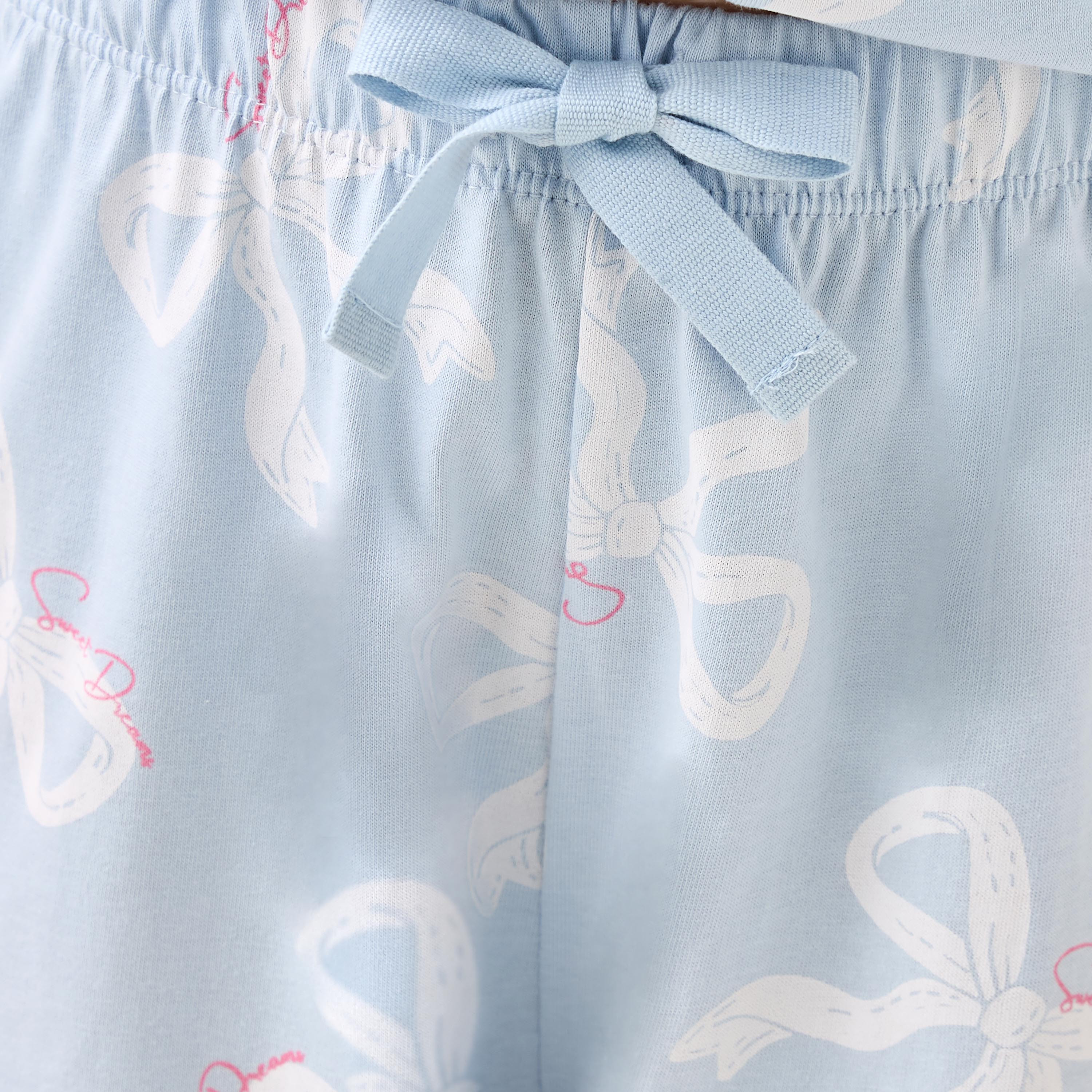 Juniors Cotton Collared Short Sleeves Pyjama Set with Bow Print-girls-clothing-nightwear-image-6