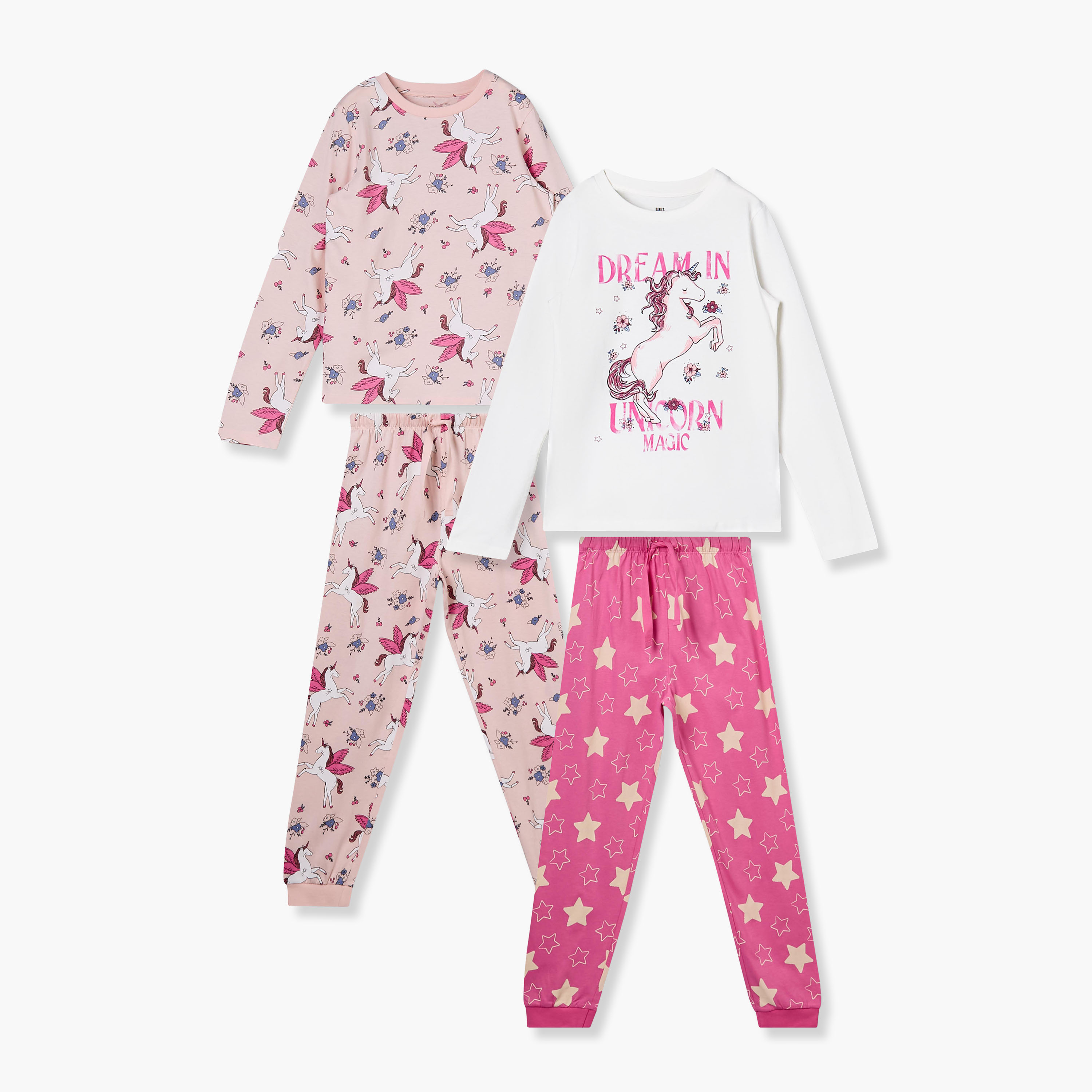 طقم بيجاما بأكمام طويلة وياقة ضيقة بطبعات يونيكورن عبوة من طقمين من جونيورز-girls-clothing-nightwear-image-8