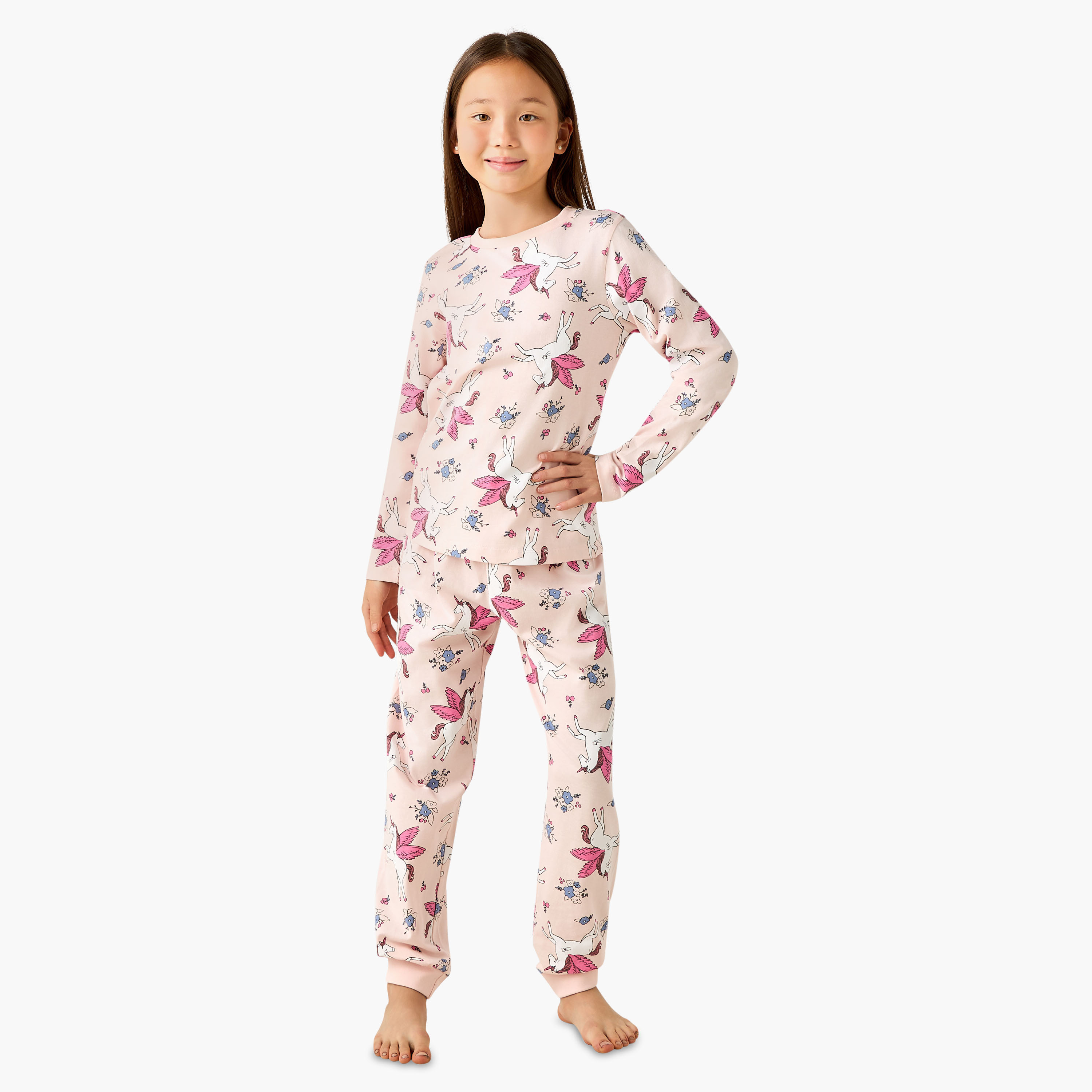 طقم بيجاما بأكمام طويلة وياقة ضيقة بطبعات يونيكورن عبوة من طقمين من جونيورز-girls-clothing-nightwear-image-7