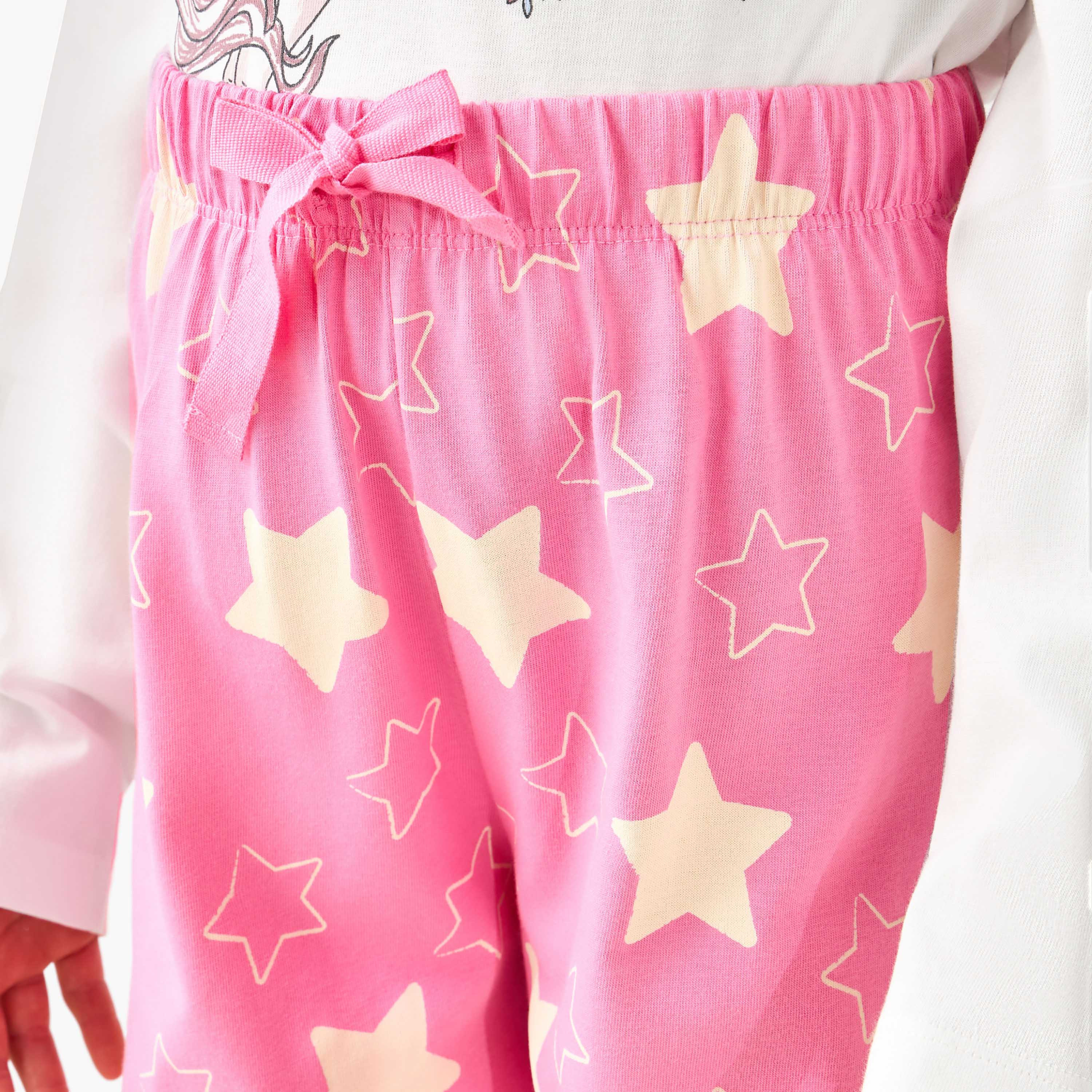 طقم بيجاما بأكمام طويلة وياقة ضيقة بطبعات يونيكورن عبوة من طقمين من جونيورز-girls-clothing-nightwear-image-1