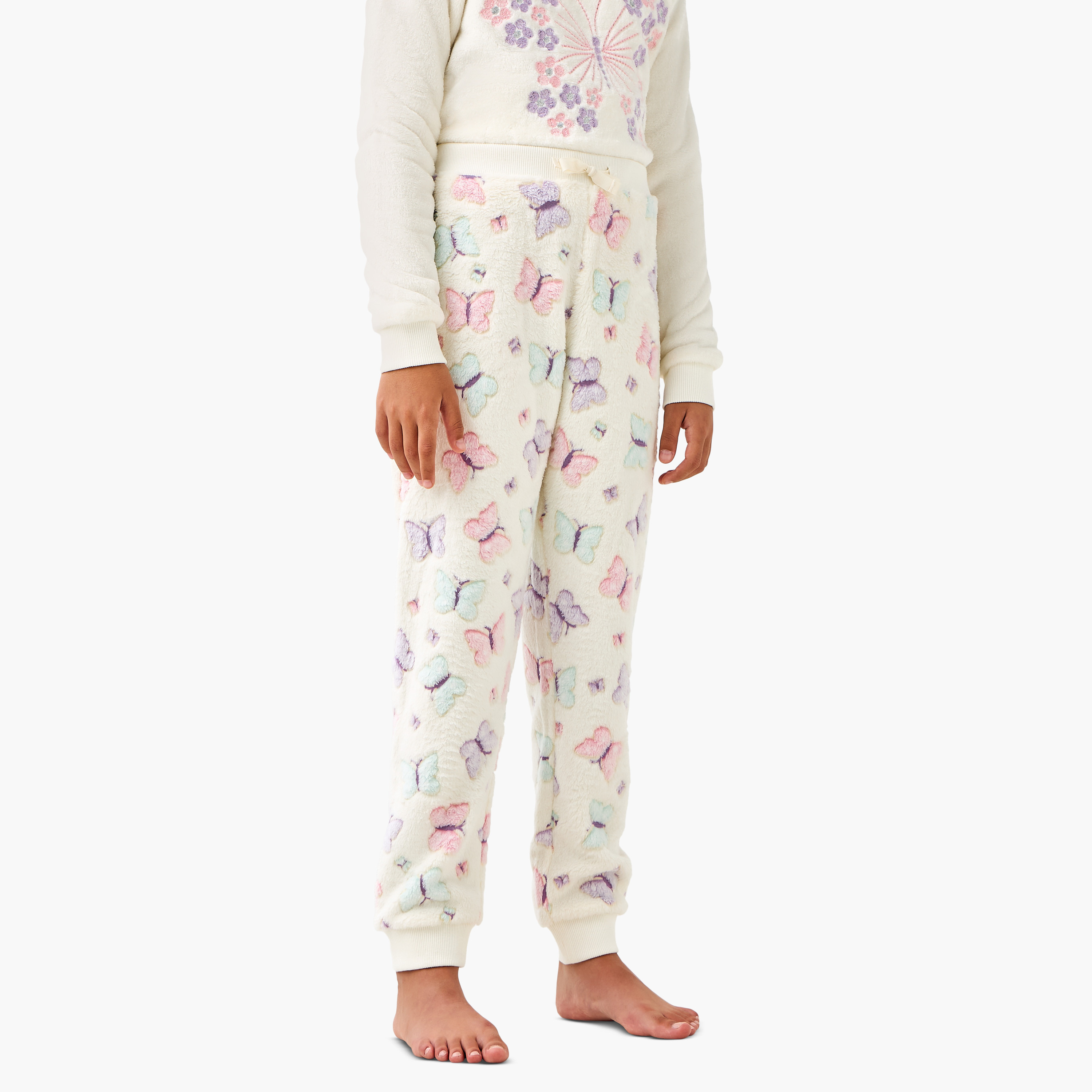 Juniors Butterfly Embroidered Top and Pyjama Set-girls-clothing-winterwear-pyjamasets-image-3
