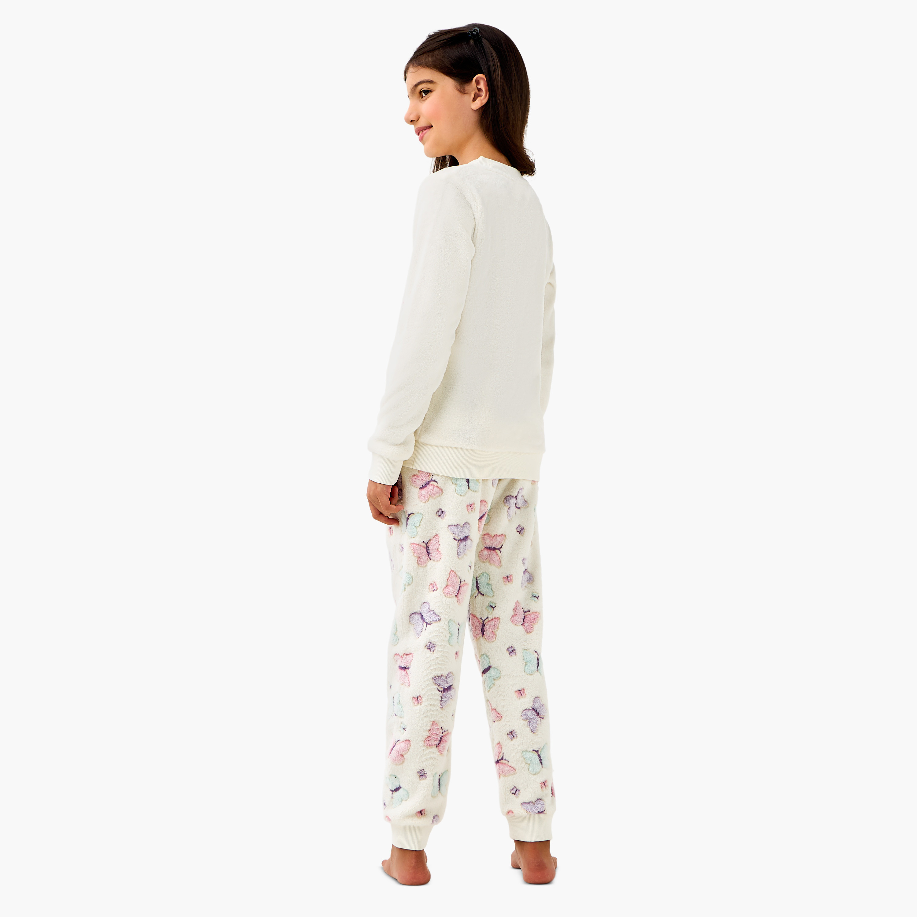 Juniors Butterfly Embroidered Top and Pyjama Set-girls-clothing-winterwear-pyjamasets-image-4