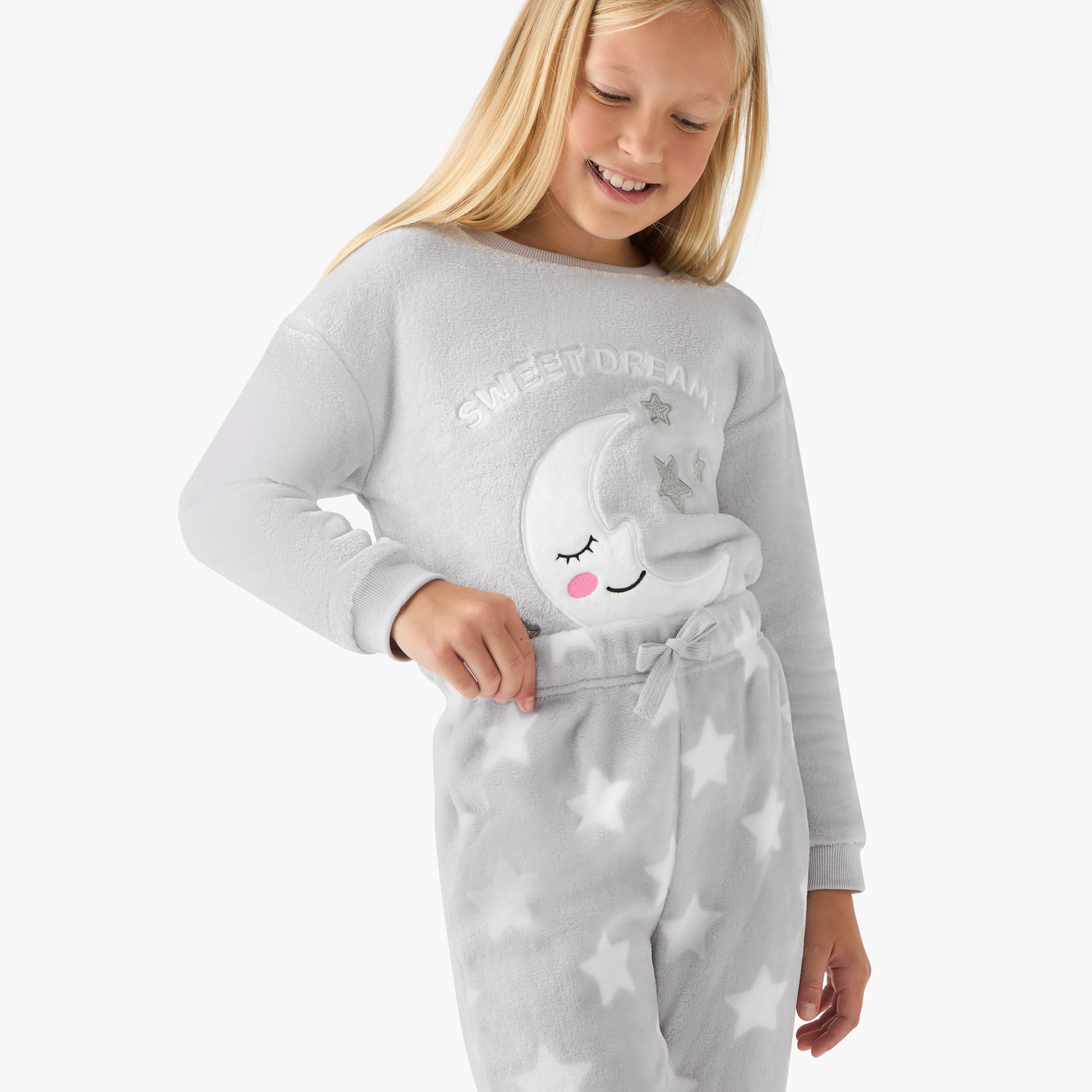 Juniors Girls Pyjama Set with Star Print - Polyester - Long Sleeves - Crew Neck-girls-clothing-nightwear-image-5