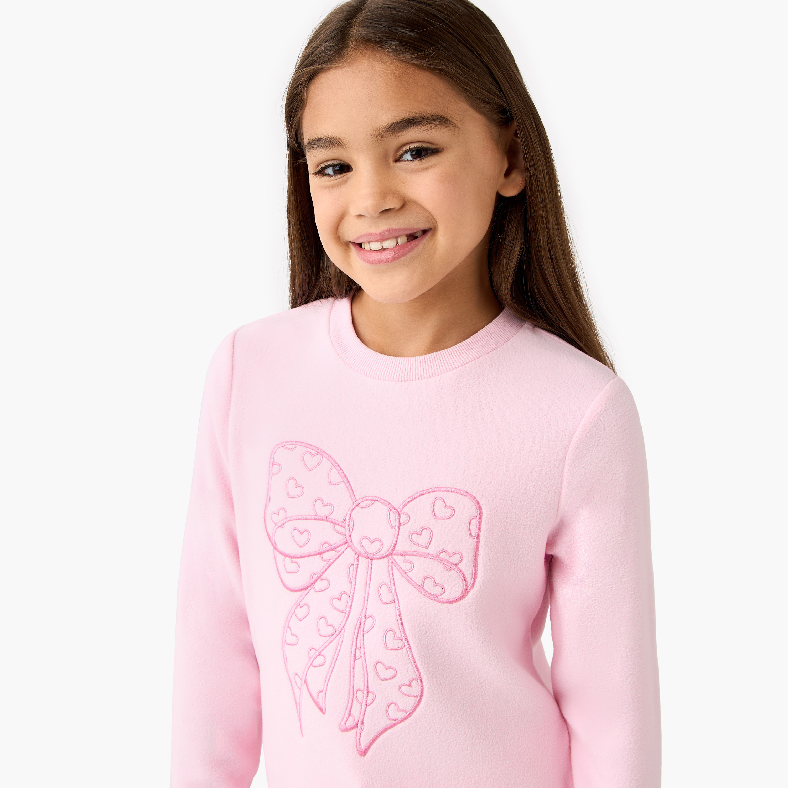 طقم بنطلون بيجاما وتيشيرت صوف بتطريز فيونكة من جونيورز-girls-clothing-nightwear-image-5