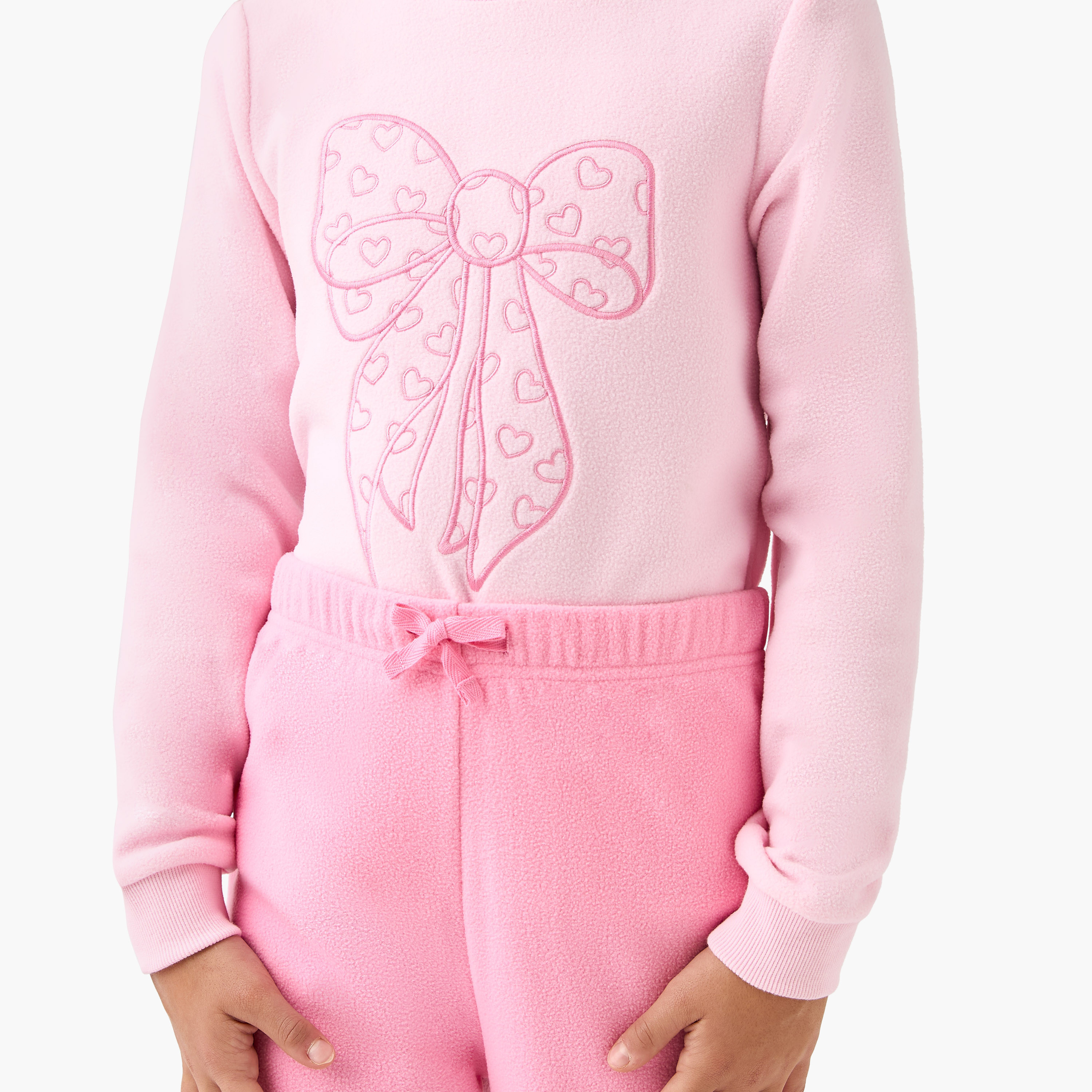 طقم بنطلون بيجاما وتيشيرت صوف بتطريز فيونكة من جونيورز-girls-clothing-nightwear-image-6