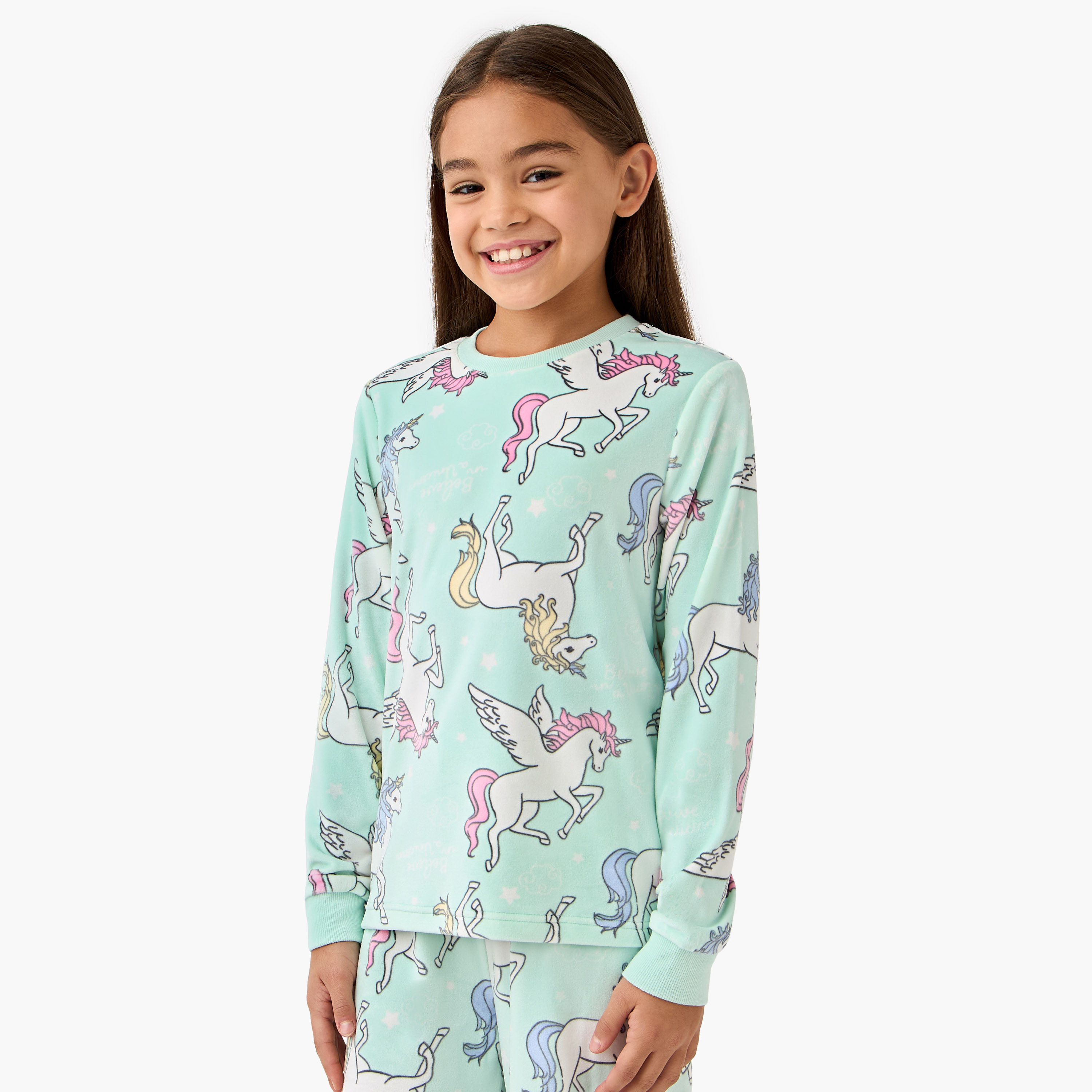 طقم تيشيرت وبنطلون بيجاما بطبعات يونيكورن من جونيورز-girls-clothing-nightwear-image-2