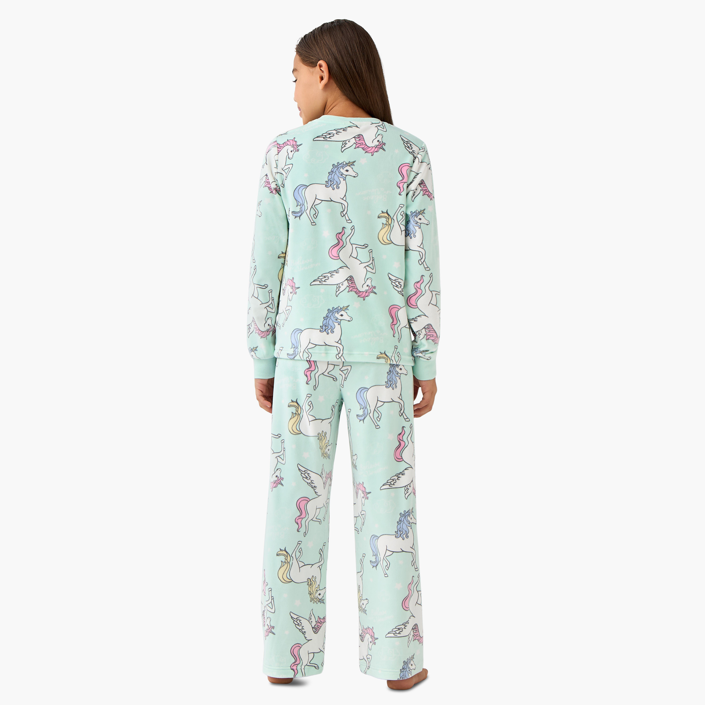 طقم تيشيرت وبنطلون بيجاما بطبعات يونيكورن من جونيورز-girls-clothing-nightwear-image-4