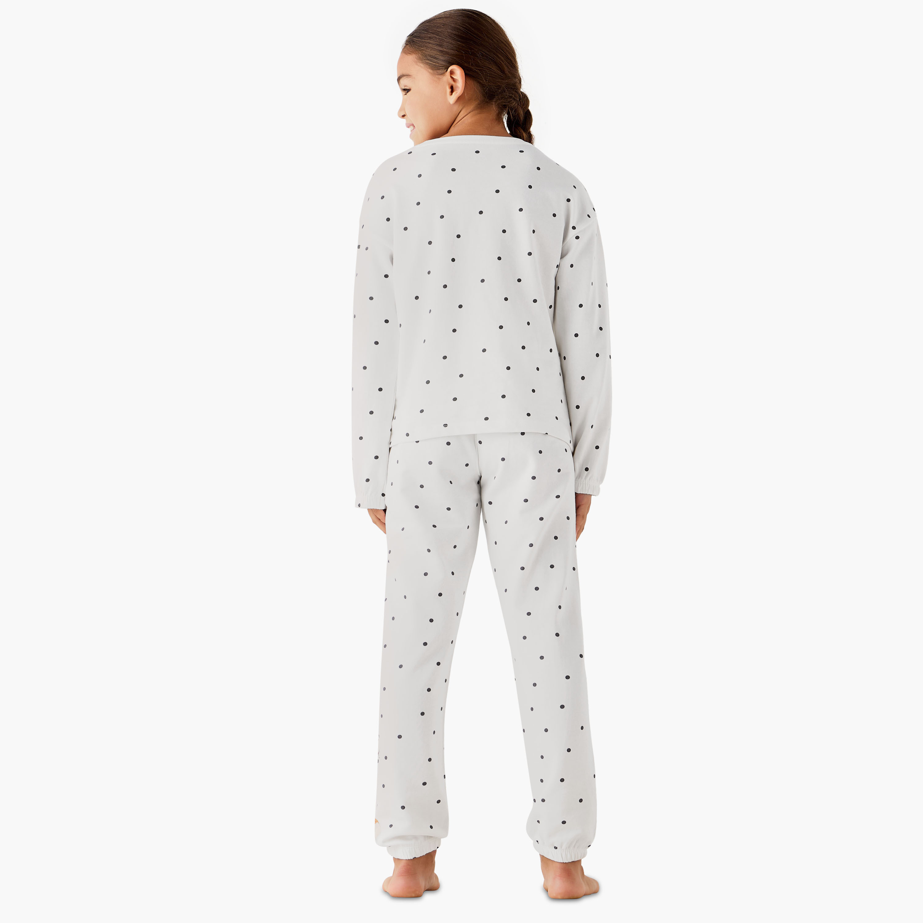 Juniors Cotton Round Neck Long Sleeve Pyjama Set with Teddy Bear Print-girls-clothing-winterwear-pyjamasets-image-4