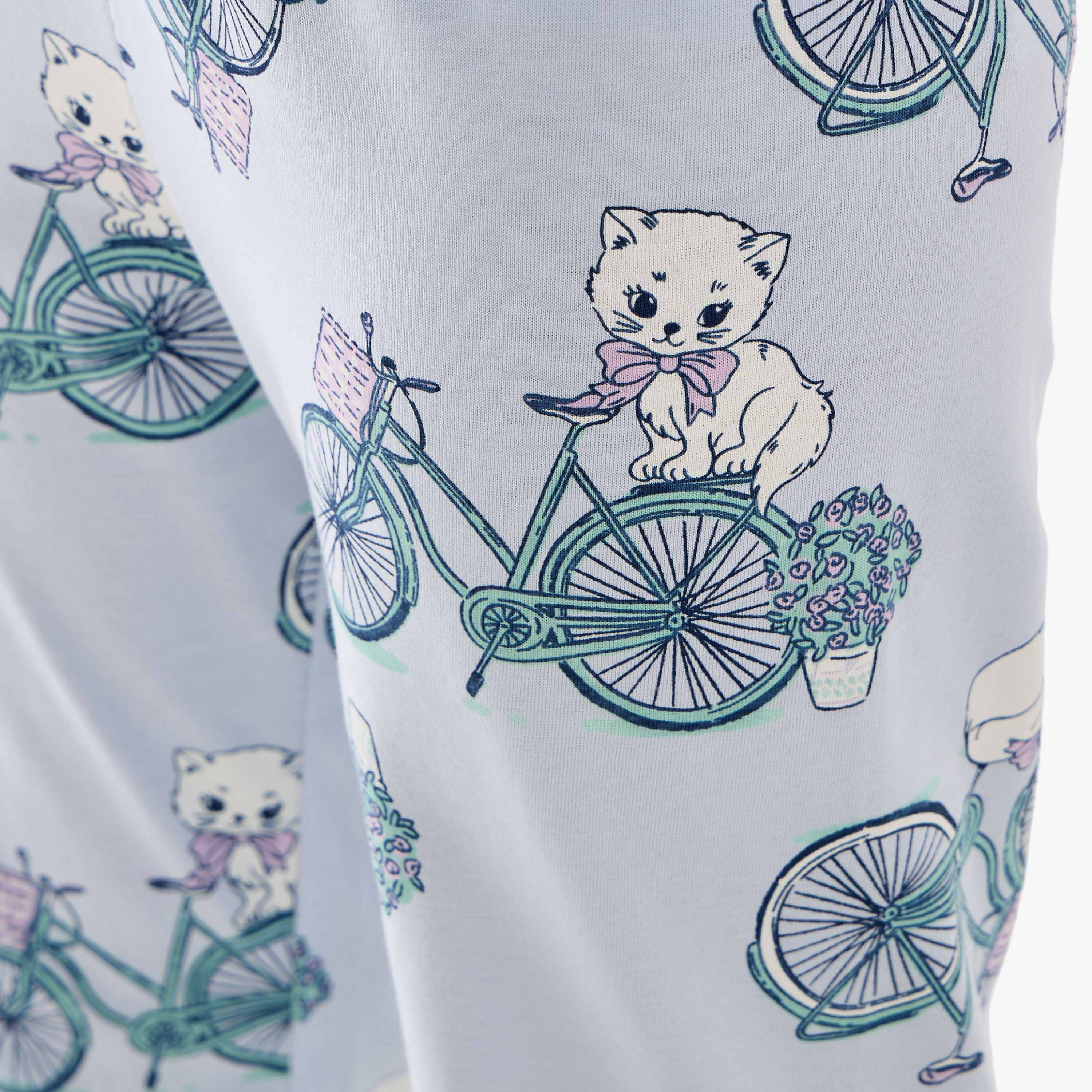 Junios Girls T-shirt and Pyjama Set with Graphic Print - Cotton - Long Sleeves - Crew Neck-girls-clothing-nightwear-image-6
