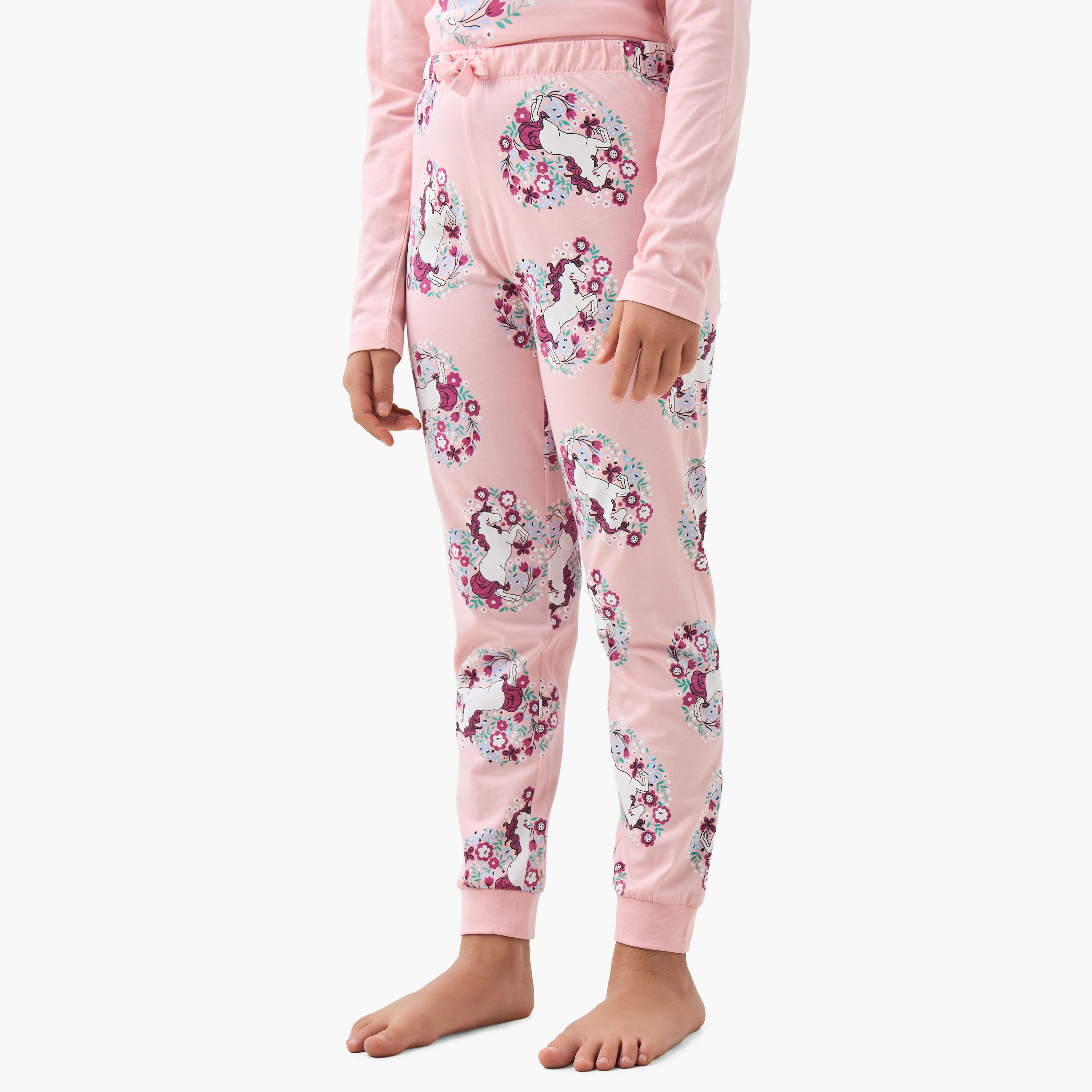 طقم بيجاما للبنات بطبعات يونيكورن من جونيورز - قطن - أكمام طويلة - بياقة مستديرة-girls-clothing-nightwear-image-3