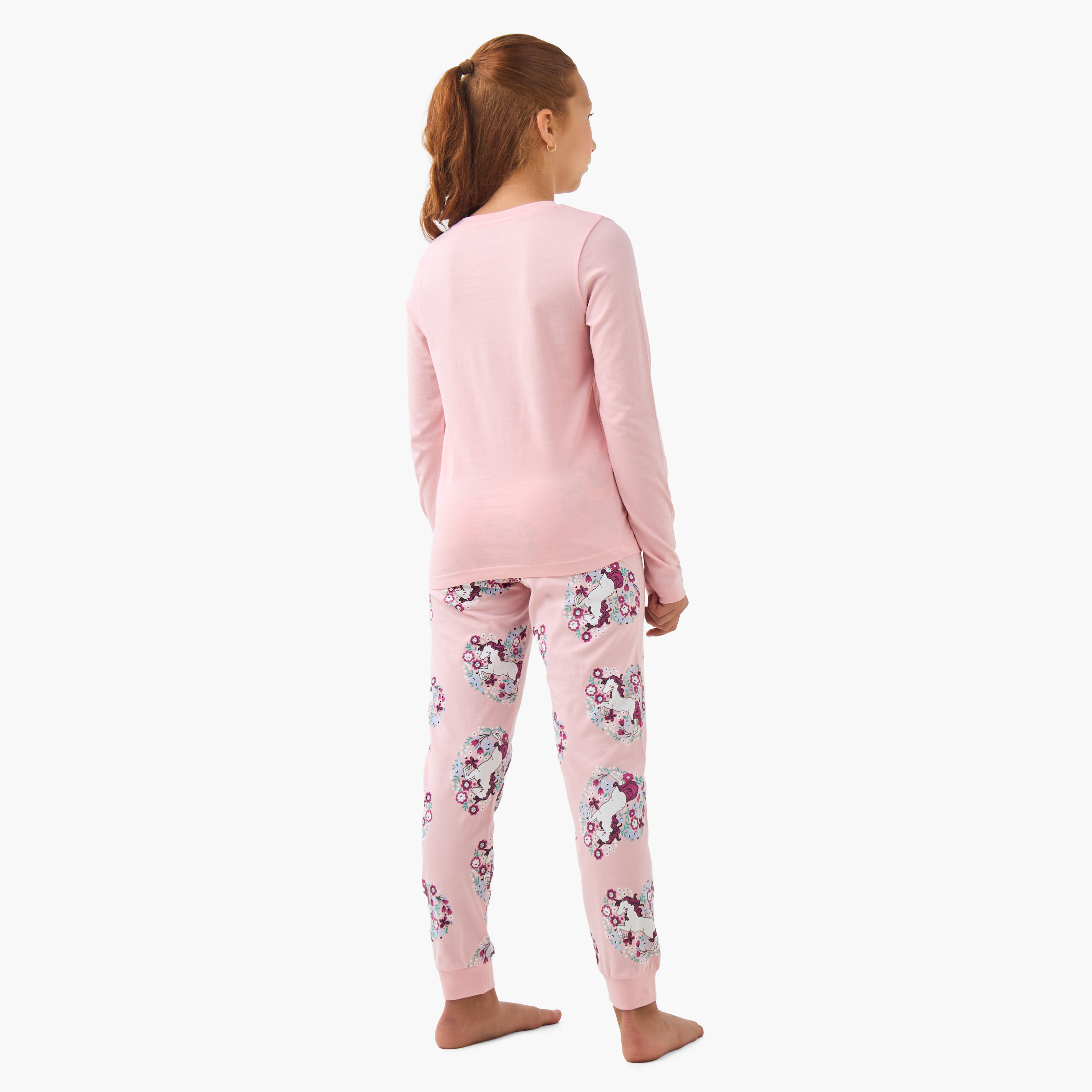 طقم بيجاما للبنات بطبعات يونيكورن من جونيورز - قطن - أكمام طويلة - بياقة مستديرة-girls-clothing-nightwear-image-4