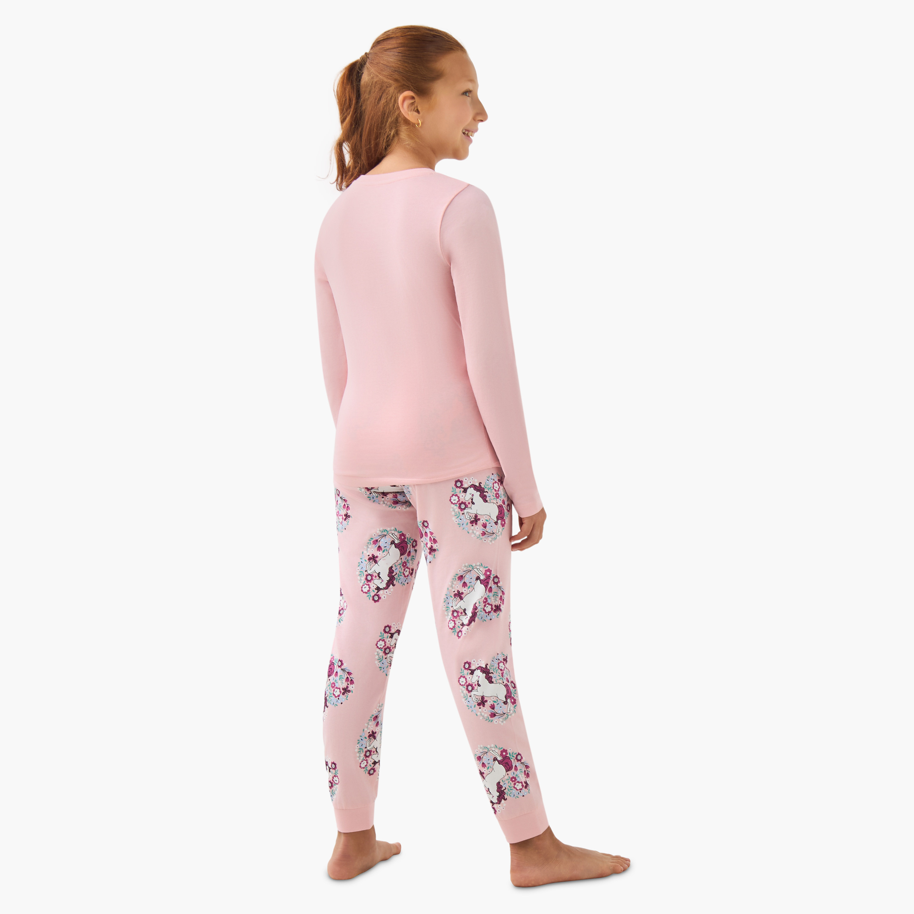 Juniors Girls Pyjama Set with Print - Cotton - Long Sleeves - Crew Neck - Set of 3-girls-clothing-nightwear-image-6