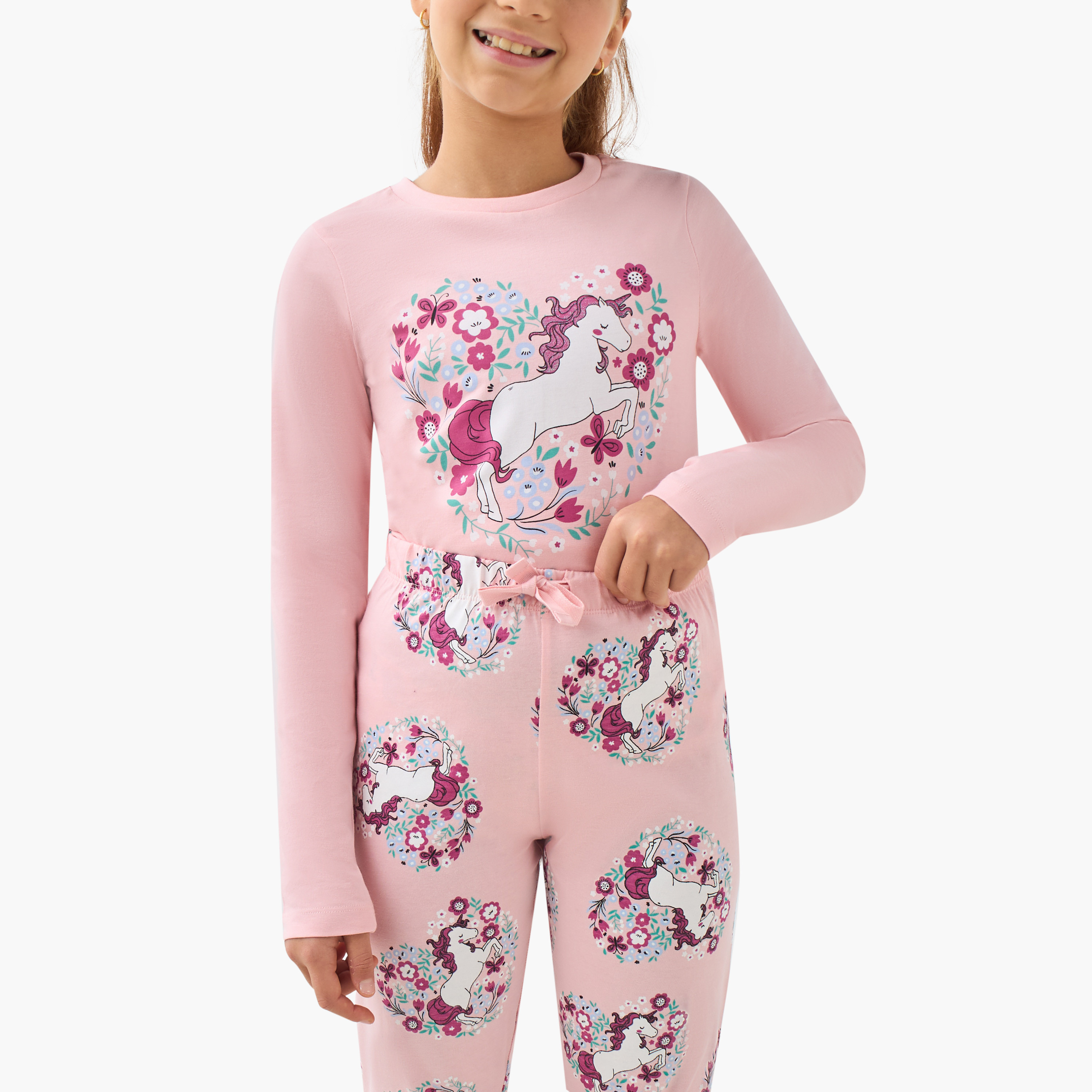 Juniors Girls Pyjama Set with Print - Cotton - Long Sleeves - Crew Neck - Set of 3-girls-clothing-nightwear-image-7