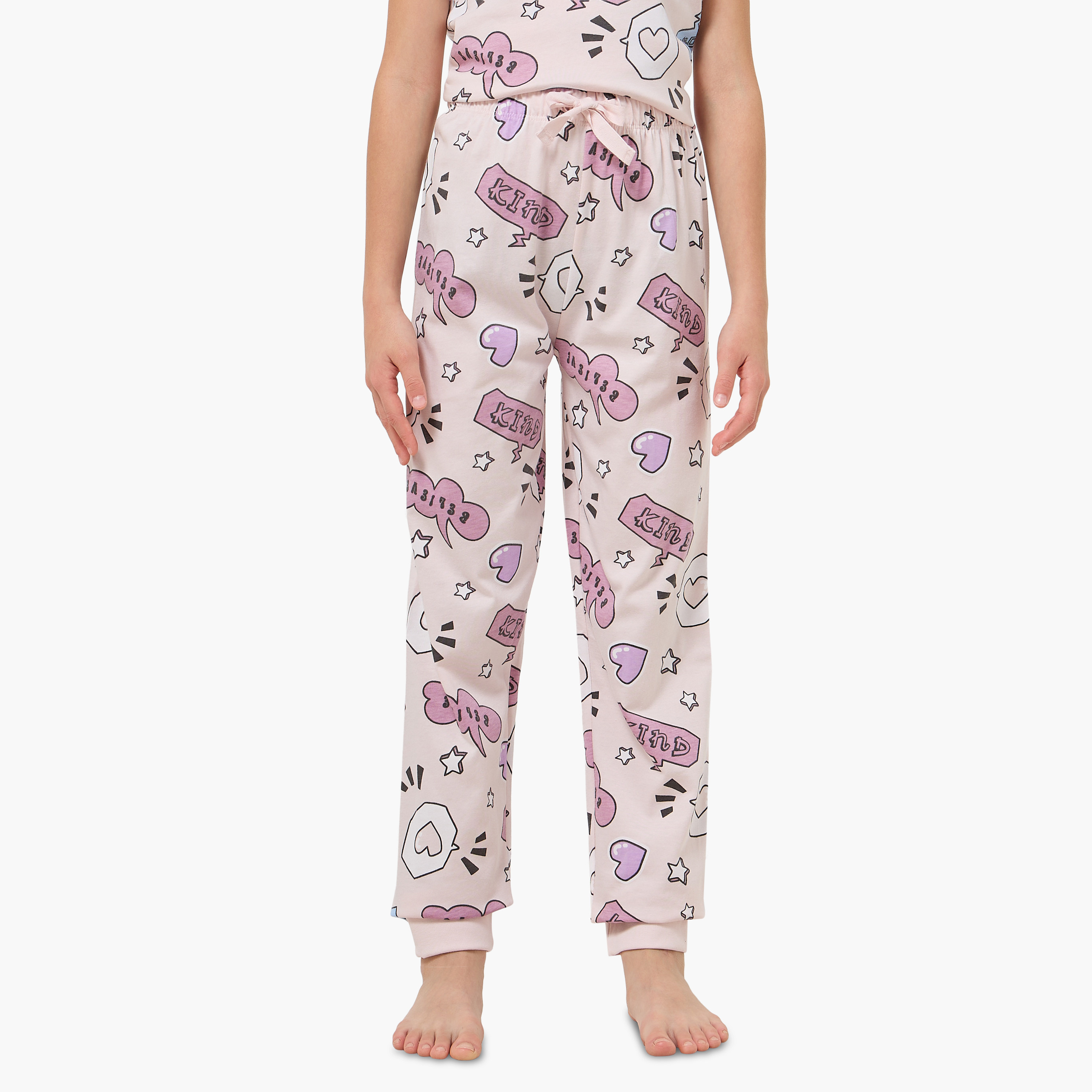 طقم بيجاما قطن بياقة ضيقة وأكمام قصيرة وطبعات من جونيورز-girls-clothing-nightwear-image-4