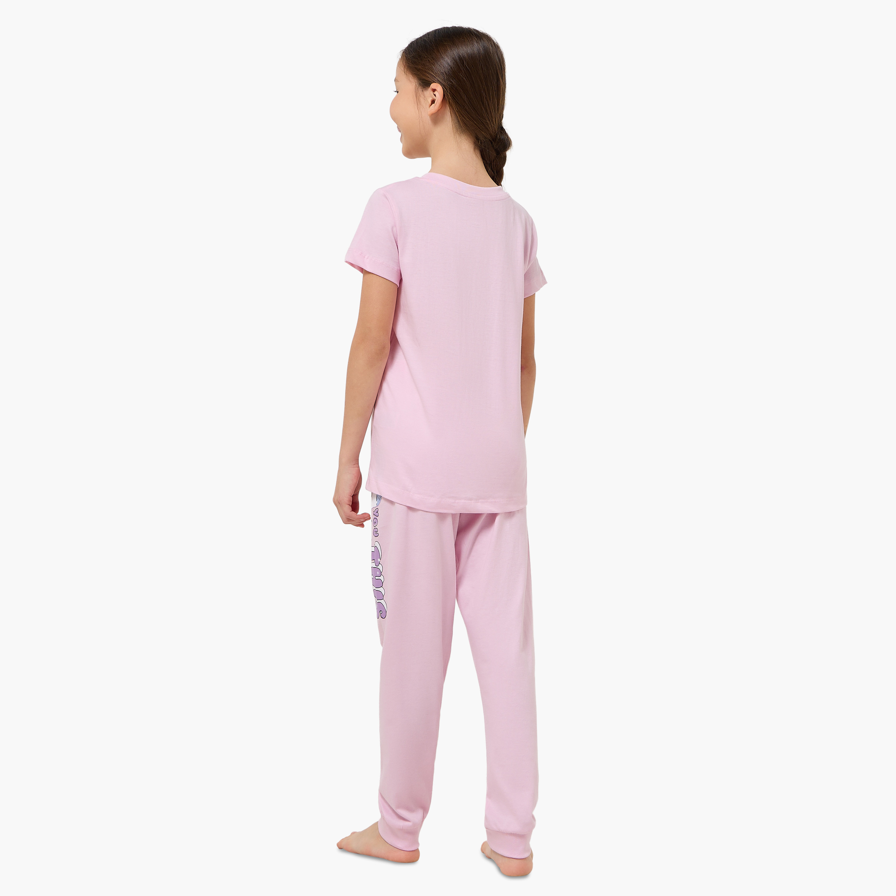 طقم بيجاما قطن بياقة ضيقة وأكمام قصيرة وطبعات يونيكورن من جونيورز-girls-clothing-nightwear-image-3