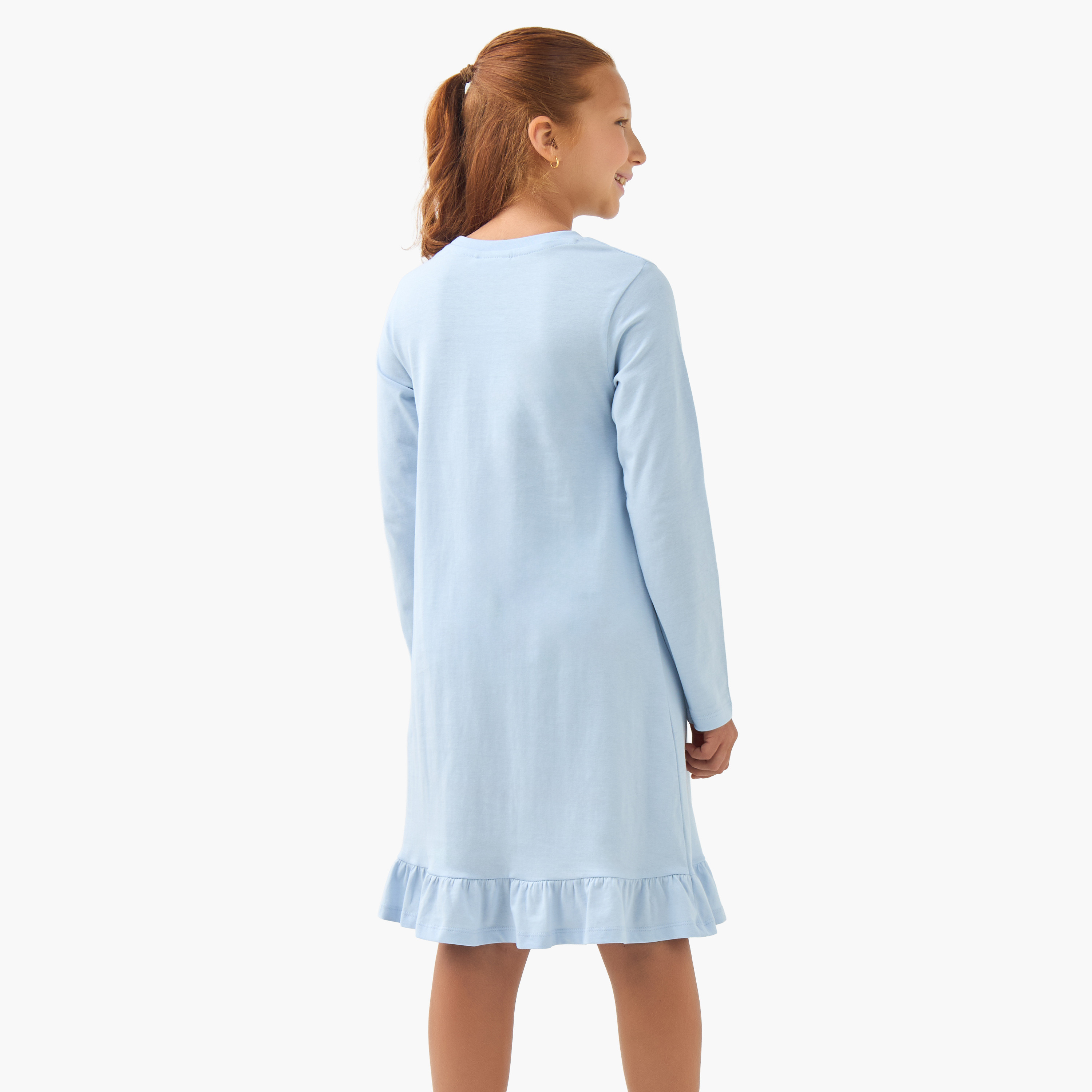 Juniors Girls Night Dress with Unicorn Print - Cotton - Long Sleeves - Round Neck - Set of 2-girls-clothing-nightwear-image-4