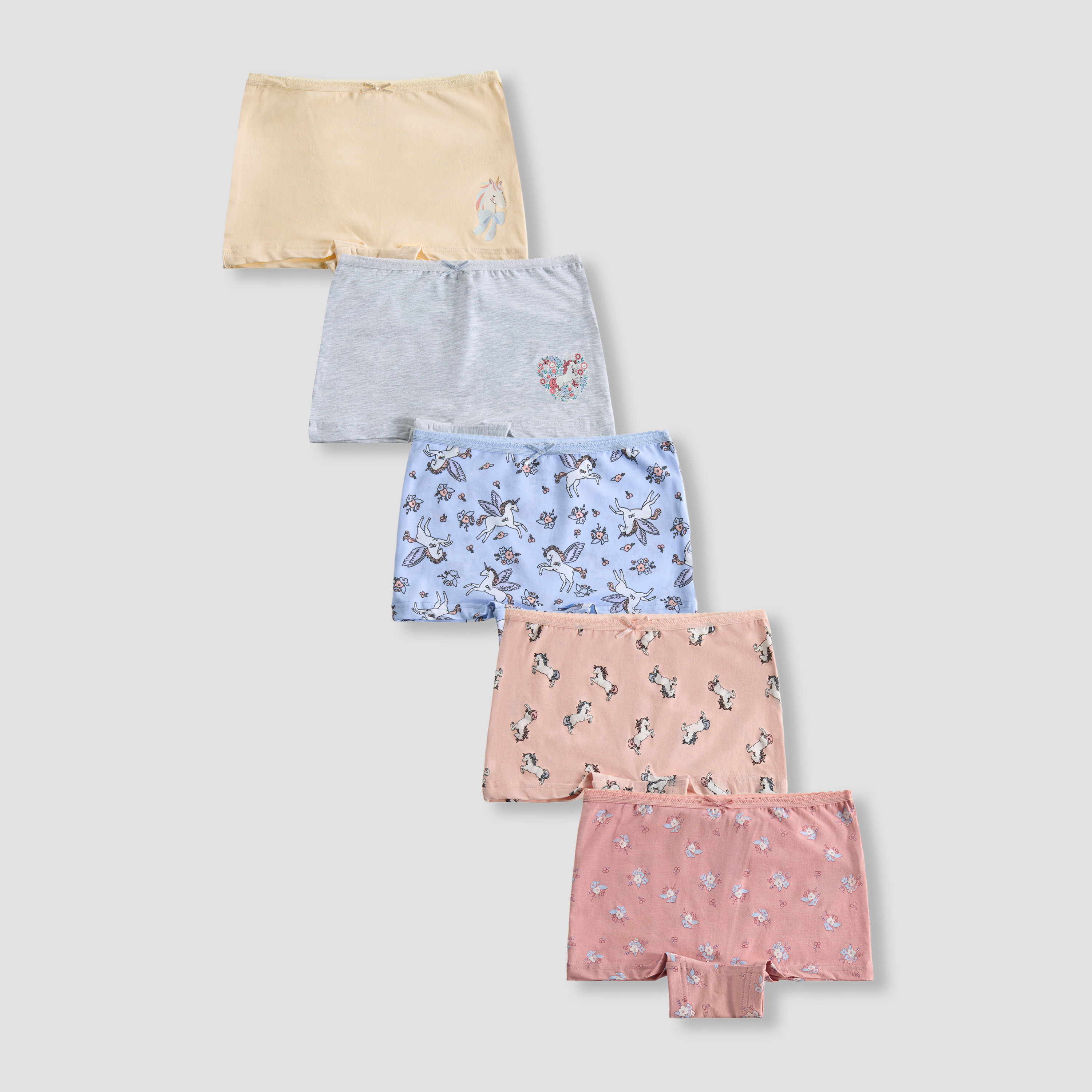 Juniors Girls Boxer Briefs with Unicorn Print - Cotton - Set of 5-girls-clothing-innerwear-panties-image-1