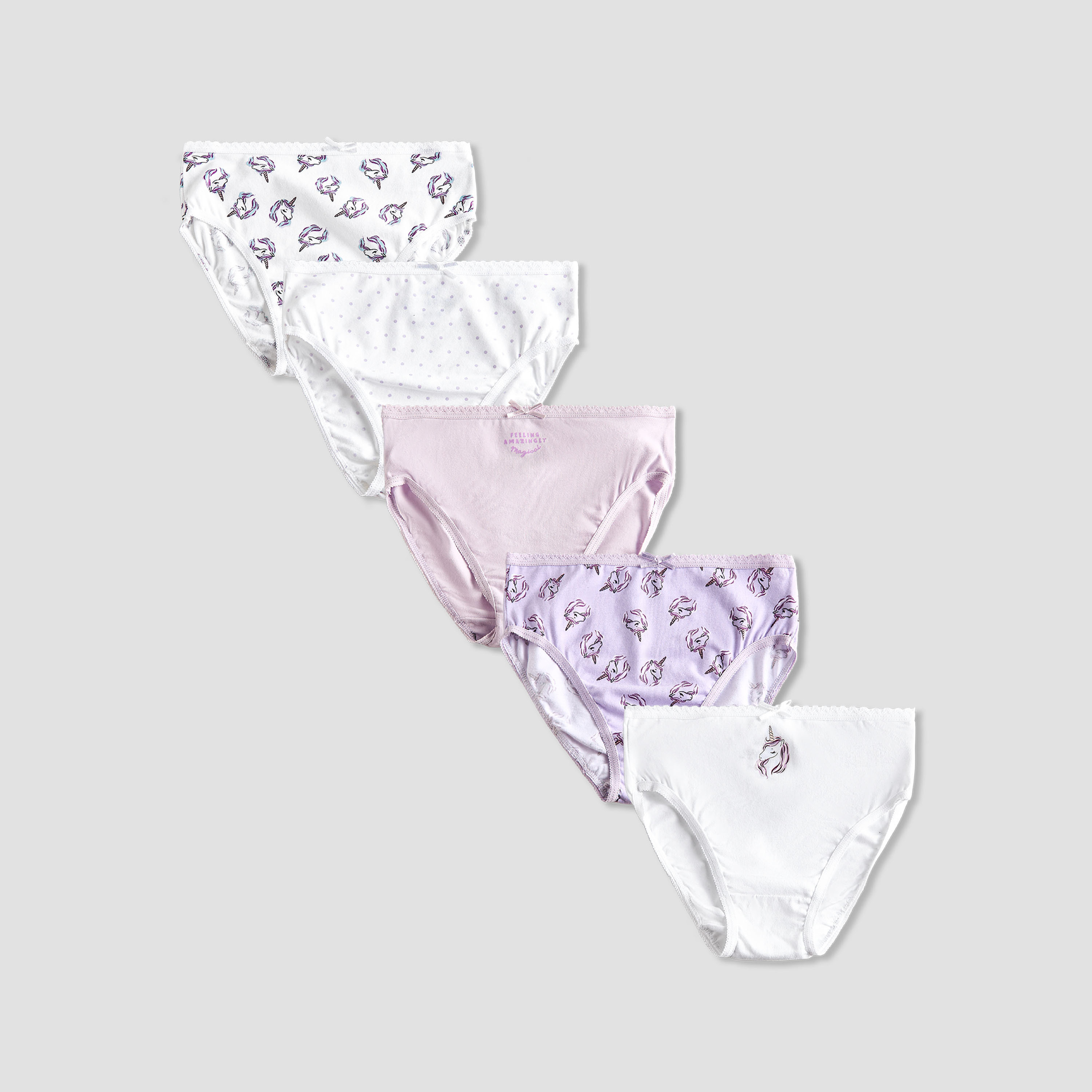 Pack of 5 Juniors Cotton Briefs with Unicorn Print-girls-clothing-innerwear-panties-image-1