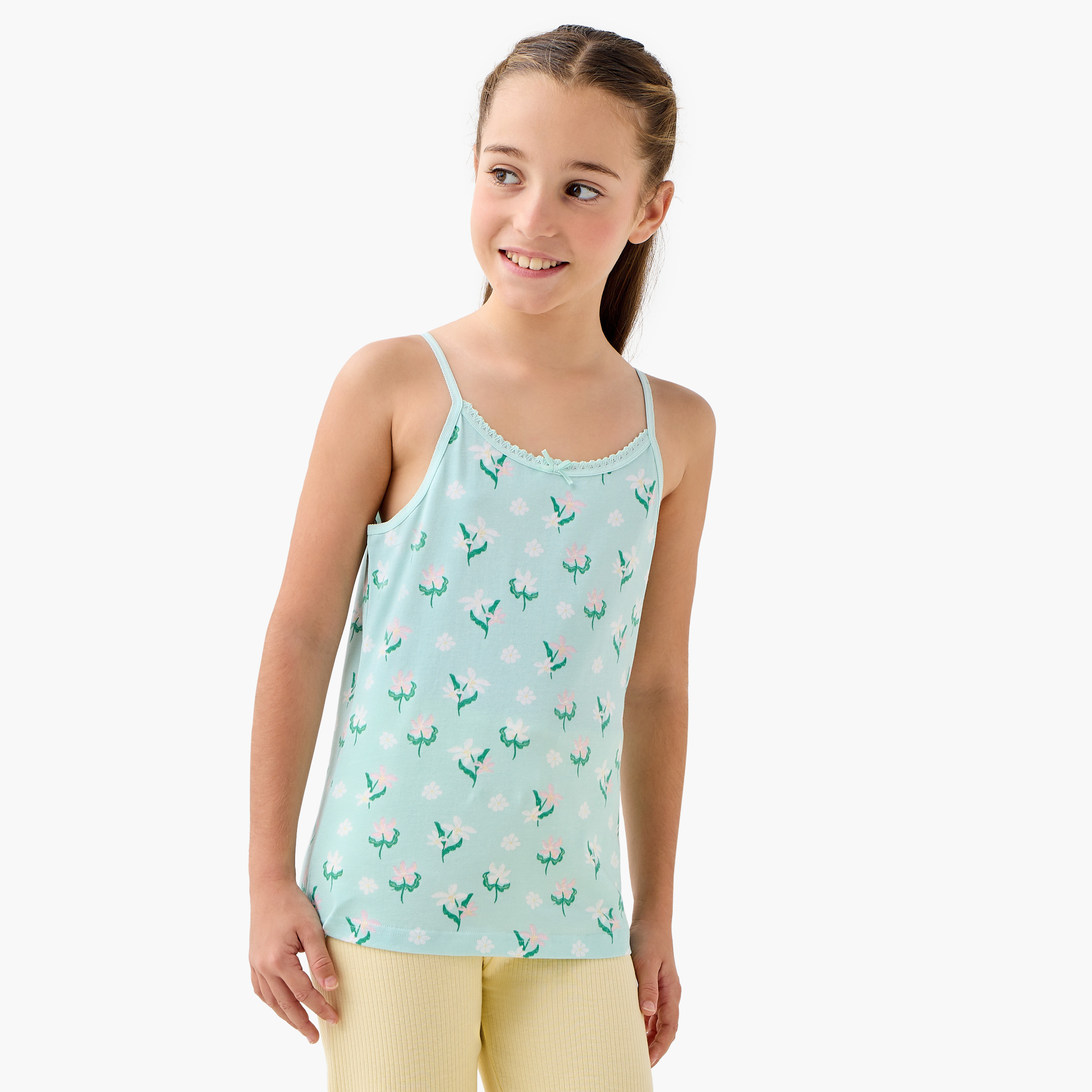 Juniors Floral Print Vest - Set of 3-girls-clothing-innerwear-vests-image-2