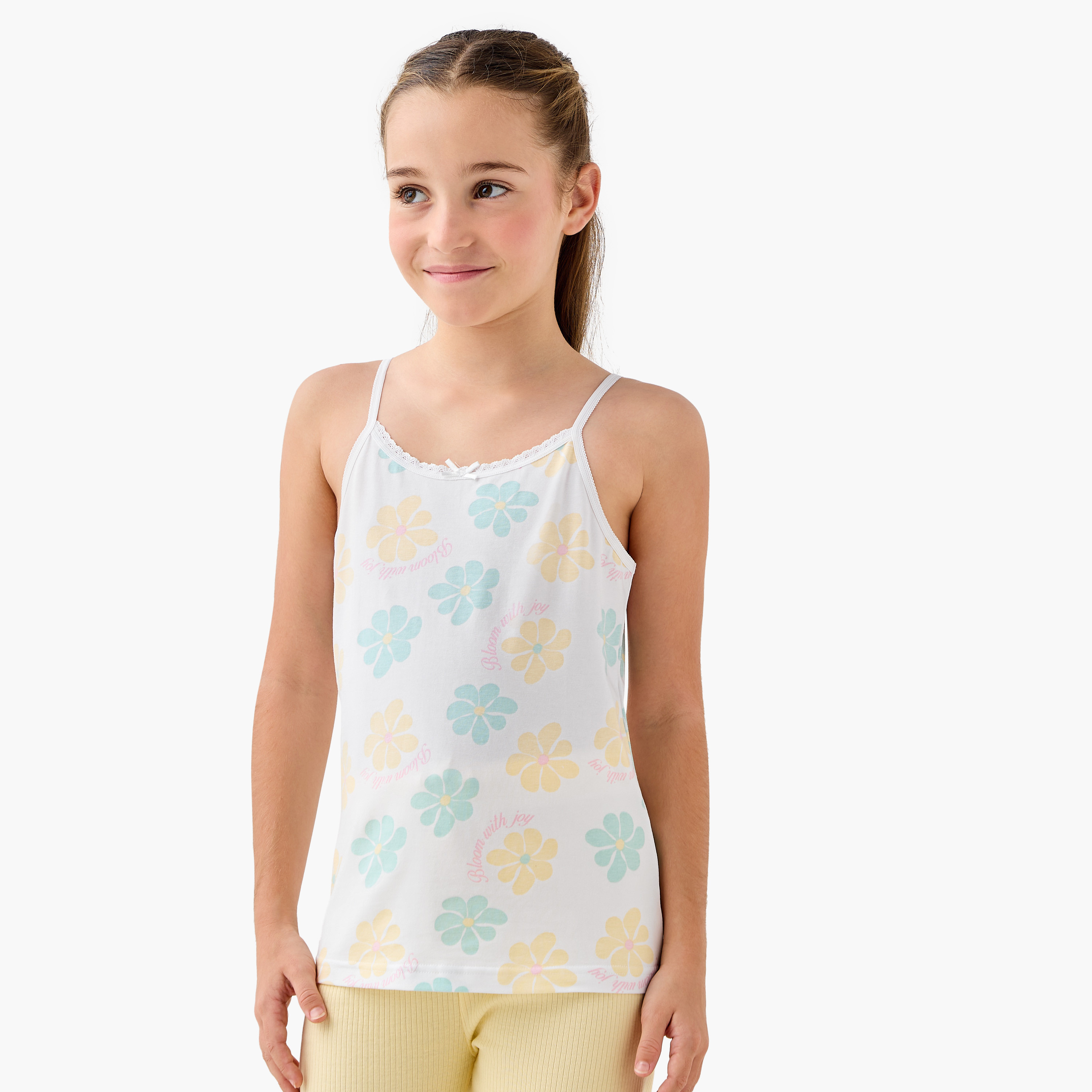 Juniors Floral Print Vest - Set of 3-girls-clothing-innerwear-vests-image-3