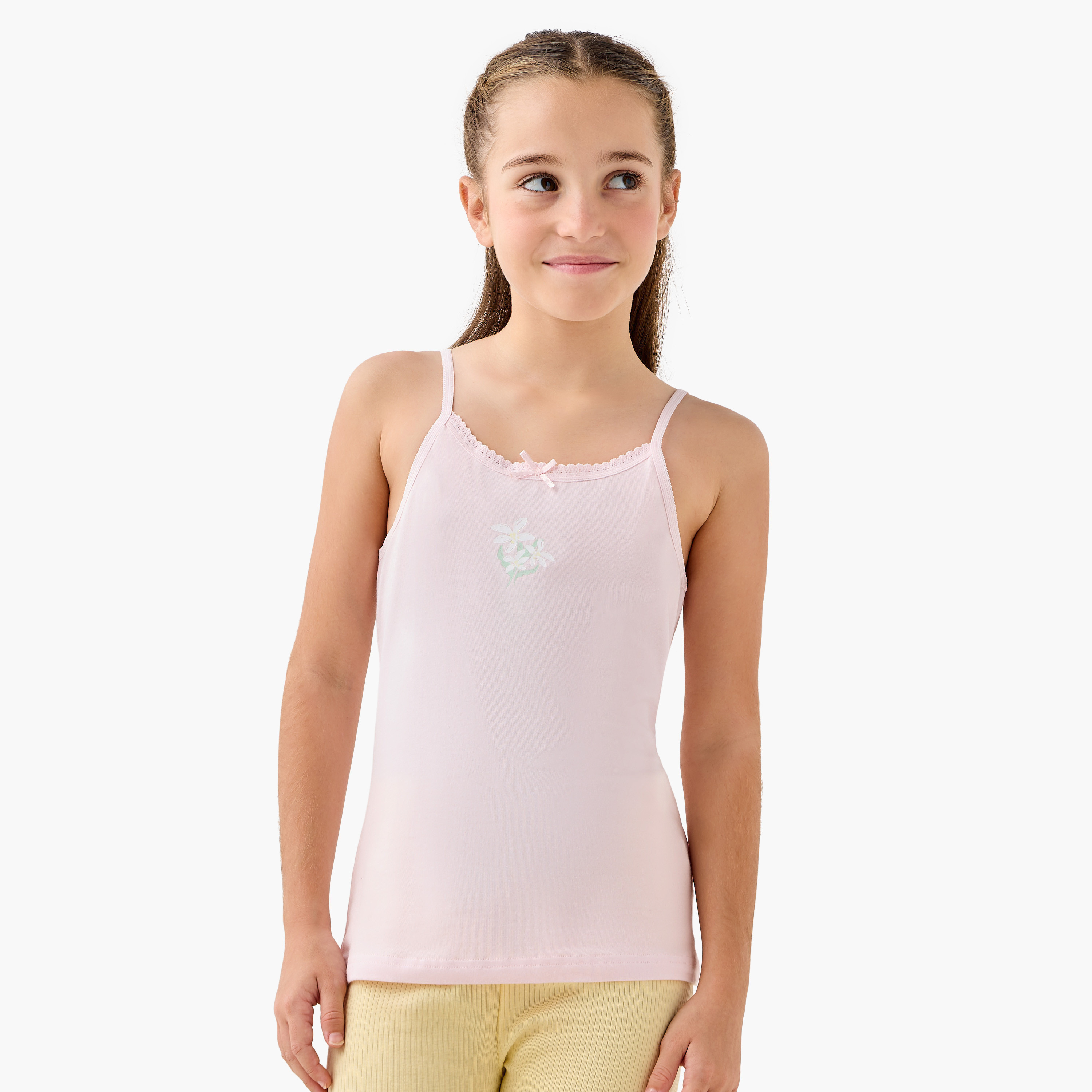 Juniors Floral Print Vest - Set of 3-girls-clothing-innerwear-vests-image-4