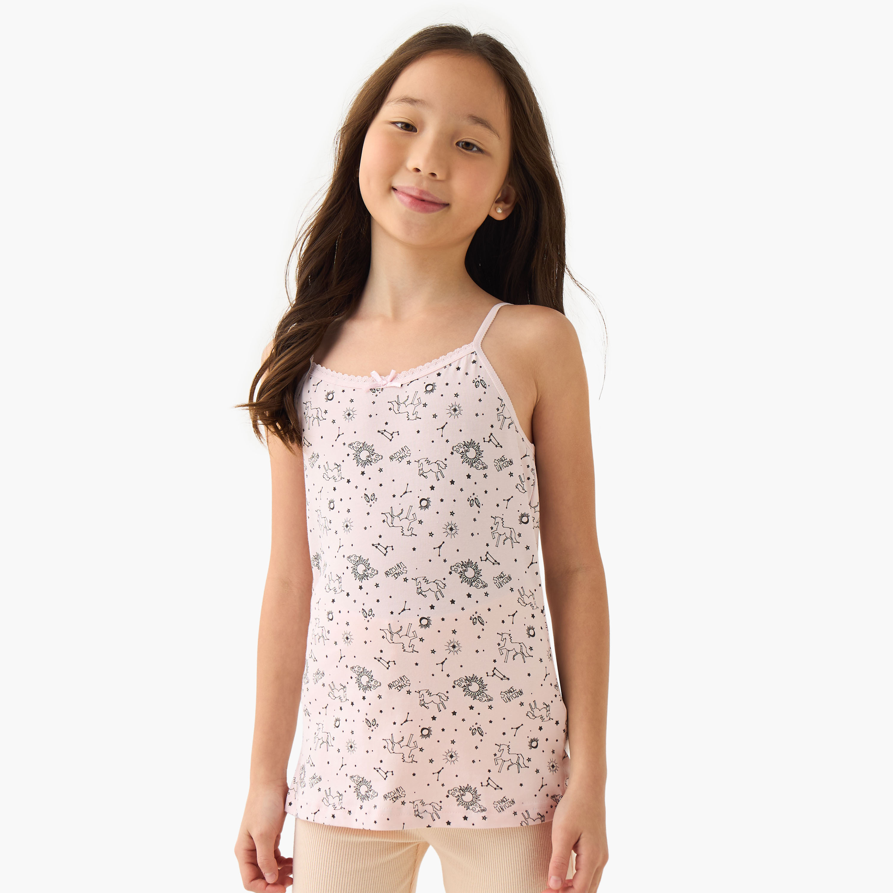 Juniors Girls Vests with Unicorn Print - Cotton - 3-Piece Set-girls-clothing-innerwear-vests-image-2