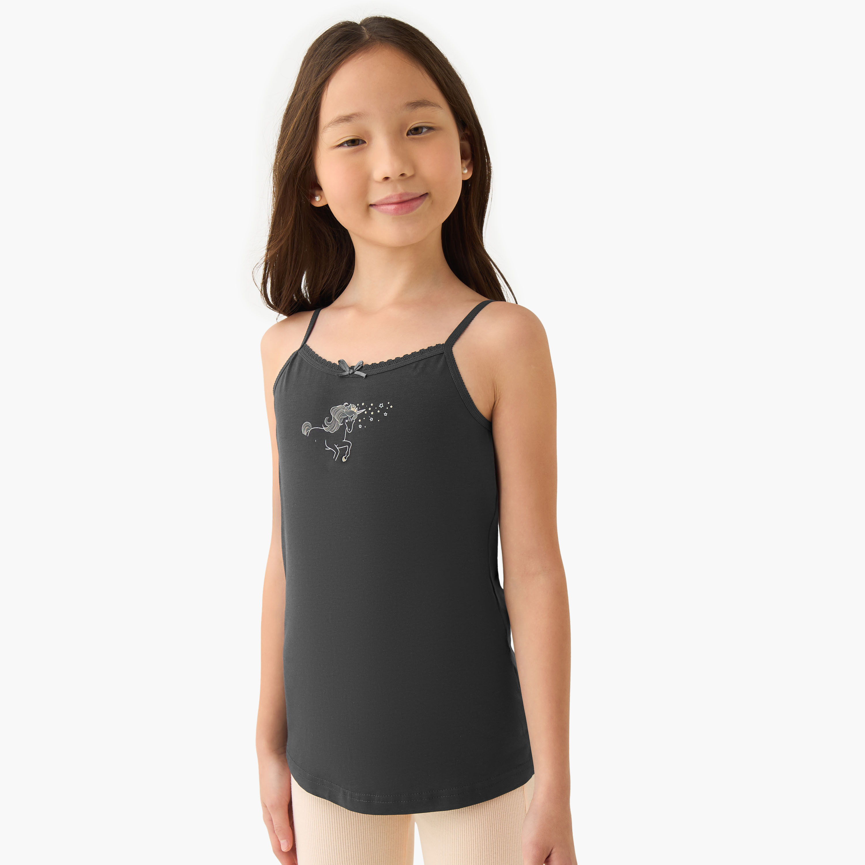 Juniors Girls Vests with Unicorn Print - Cotton - 3-Piece Set-girls-clothing-innerwear-vests-image-4