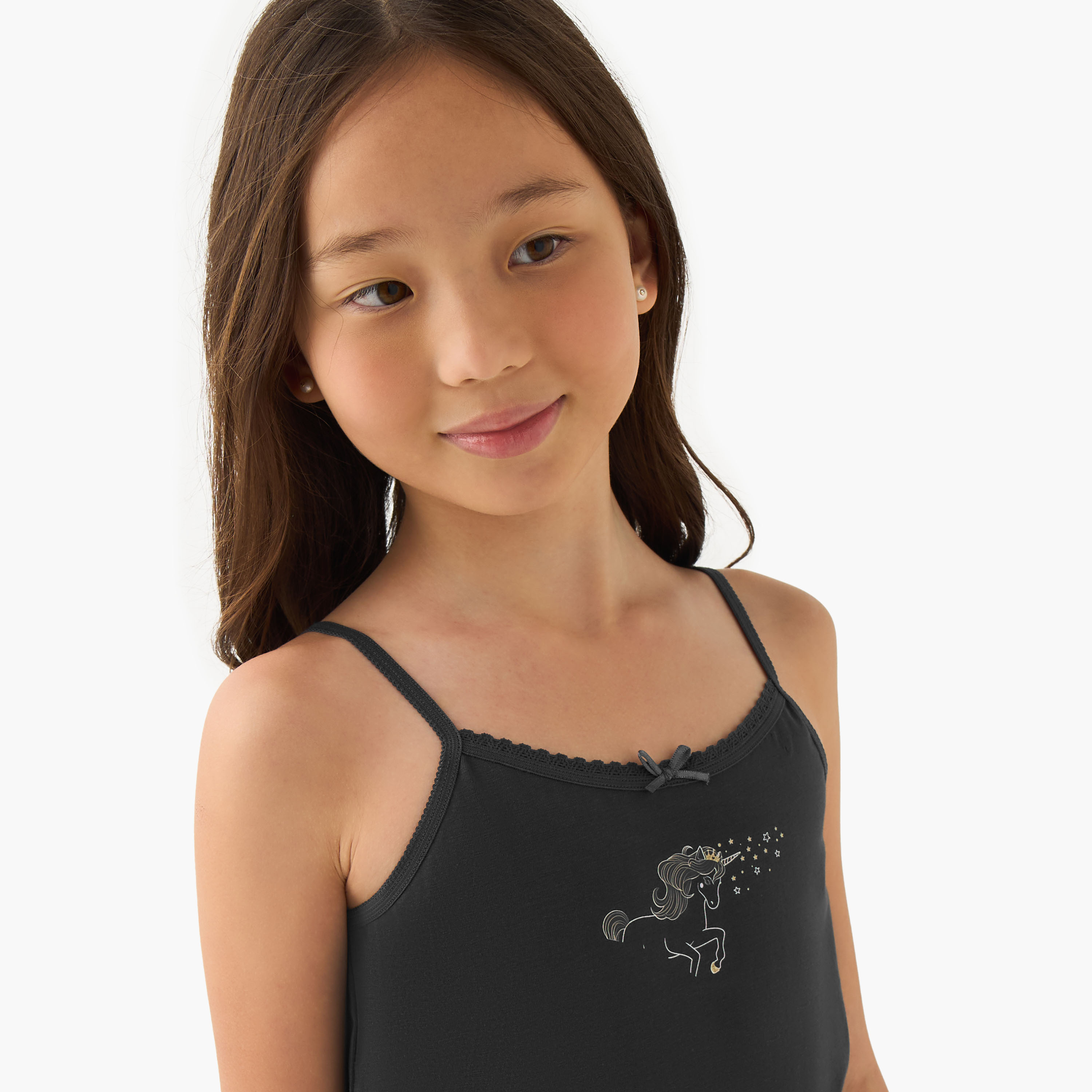 Juniors Girls Vests with Unicorn Print - Cotton - 3-Piece Set-girls-clothing-innerwear-vests-image-7