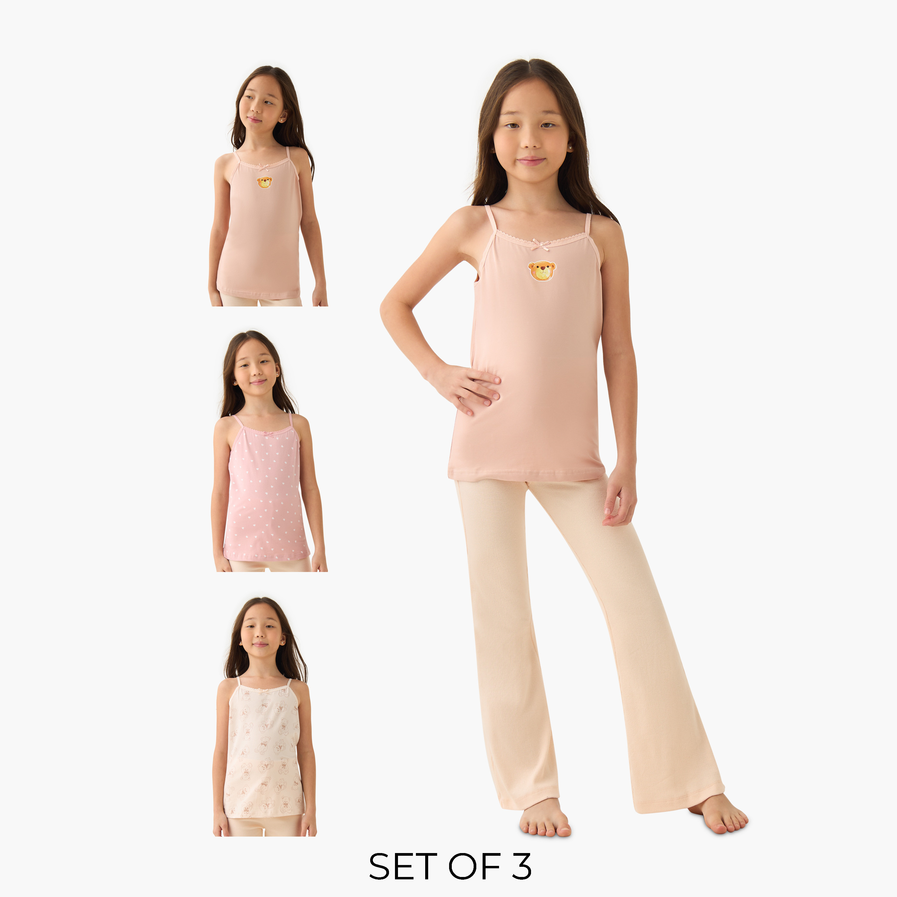 Juniors Girls Vests with Assorted Print - Cotton - 3-Piece Set-girls-clothing-innerwear-vests-image-1
