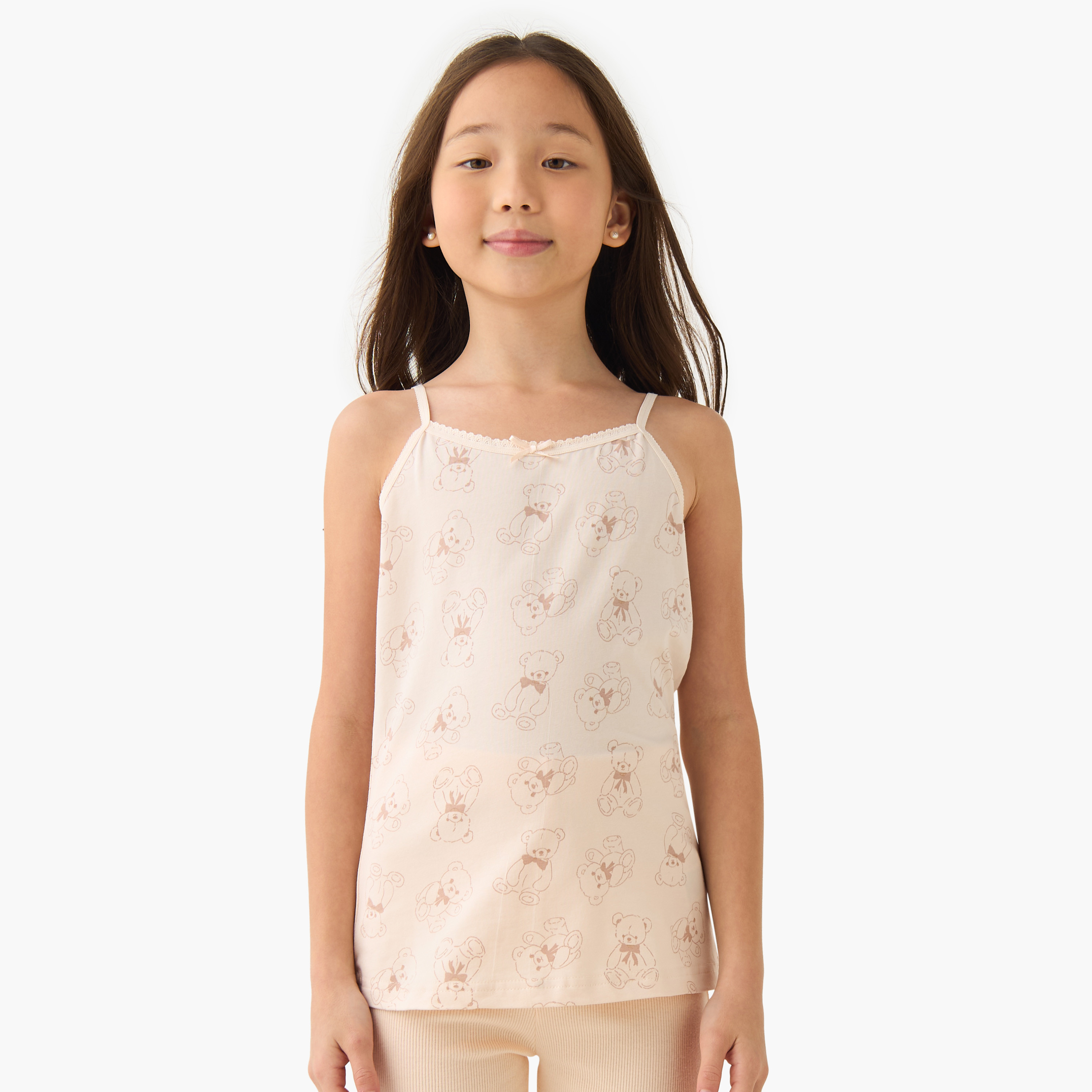 Juniors Girls Vests with Assorted Print - Cotton - 3-Piece Set-girls-clothing-innerwear-vests-image-2