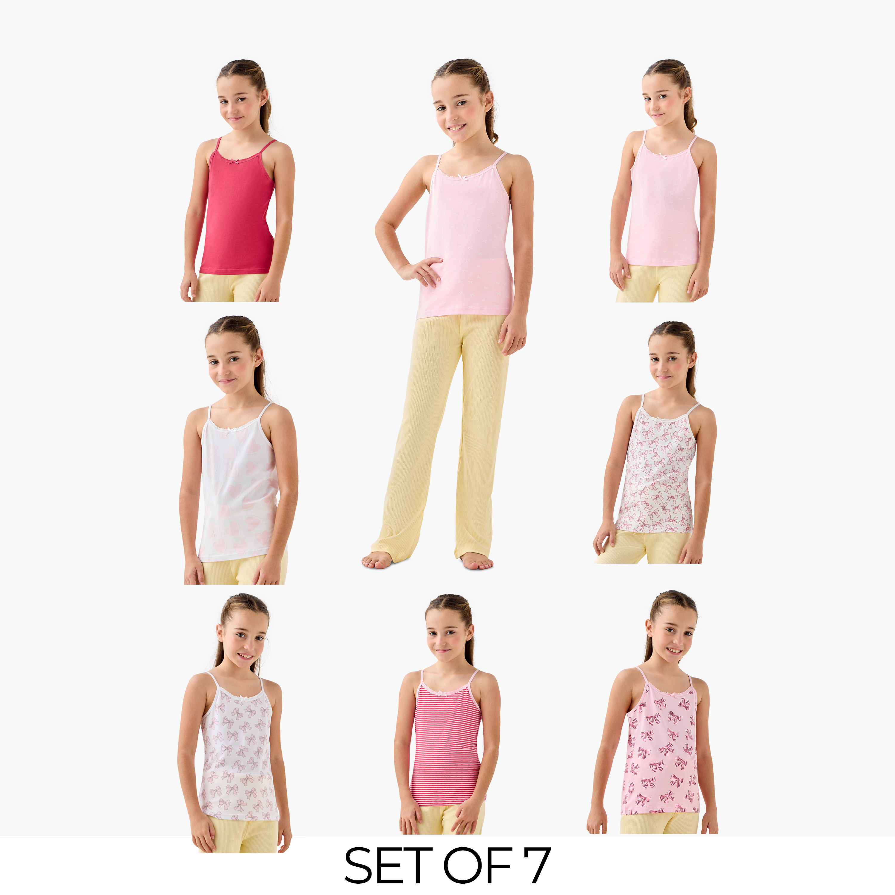 Juniors Printed Vest - Set of 7-girls-clothing-innerwear-vests-image-1