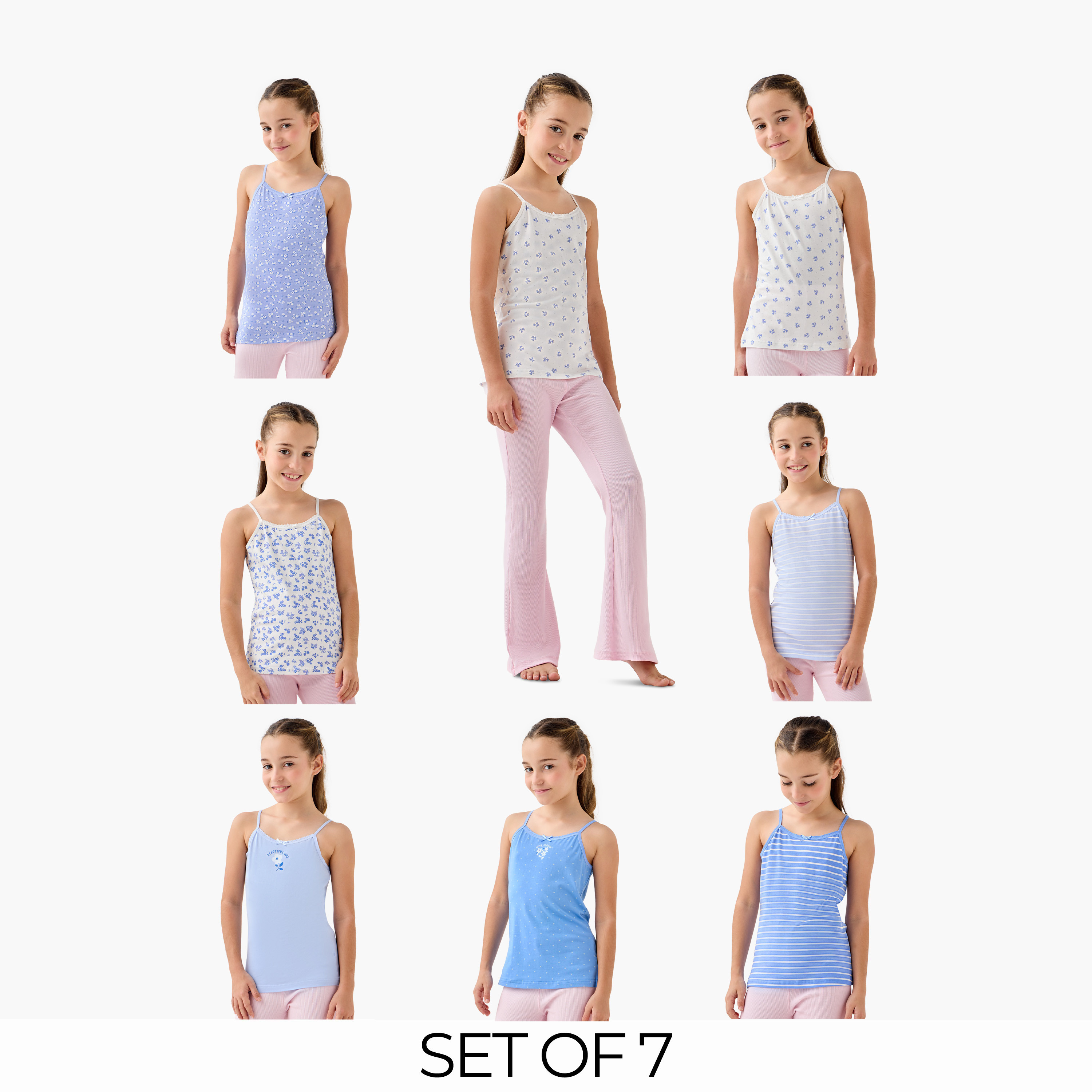 Juniors Printed Vest - Set of 7-girls-clothing-innerwear-vests-image-1