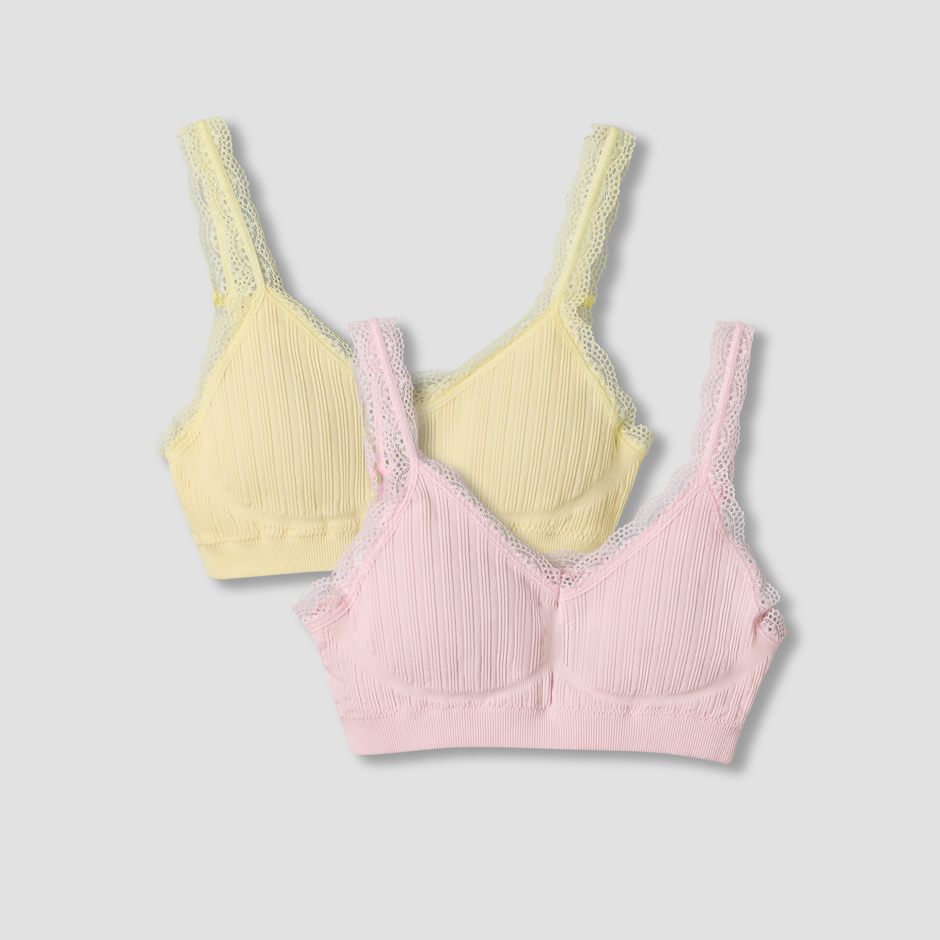 Pack of 2 Juniors Cotton Trainer Bra with Lace Trim-girls-clothing-innerwear-bras-image-1