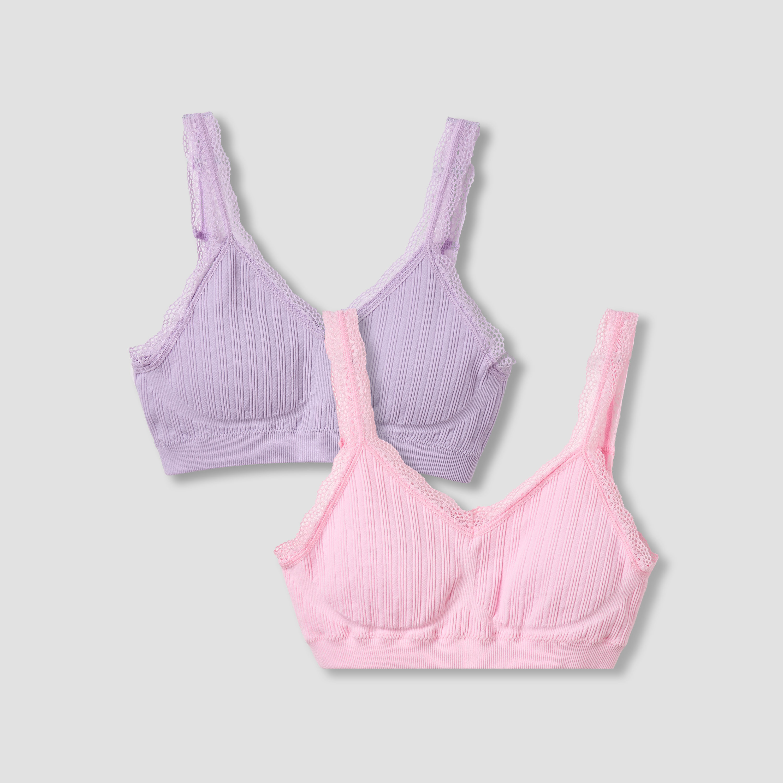 Pack of 2 Juniors Cotton Trainer Bra with Ribbed Design-girls-clothing-innerwear-bras-image-1