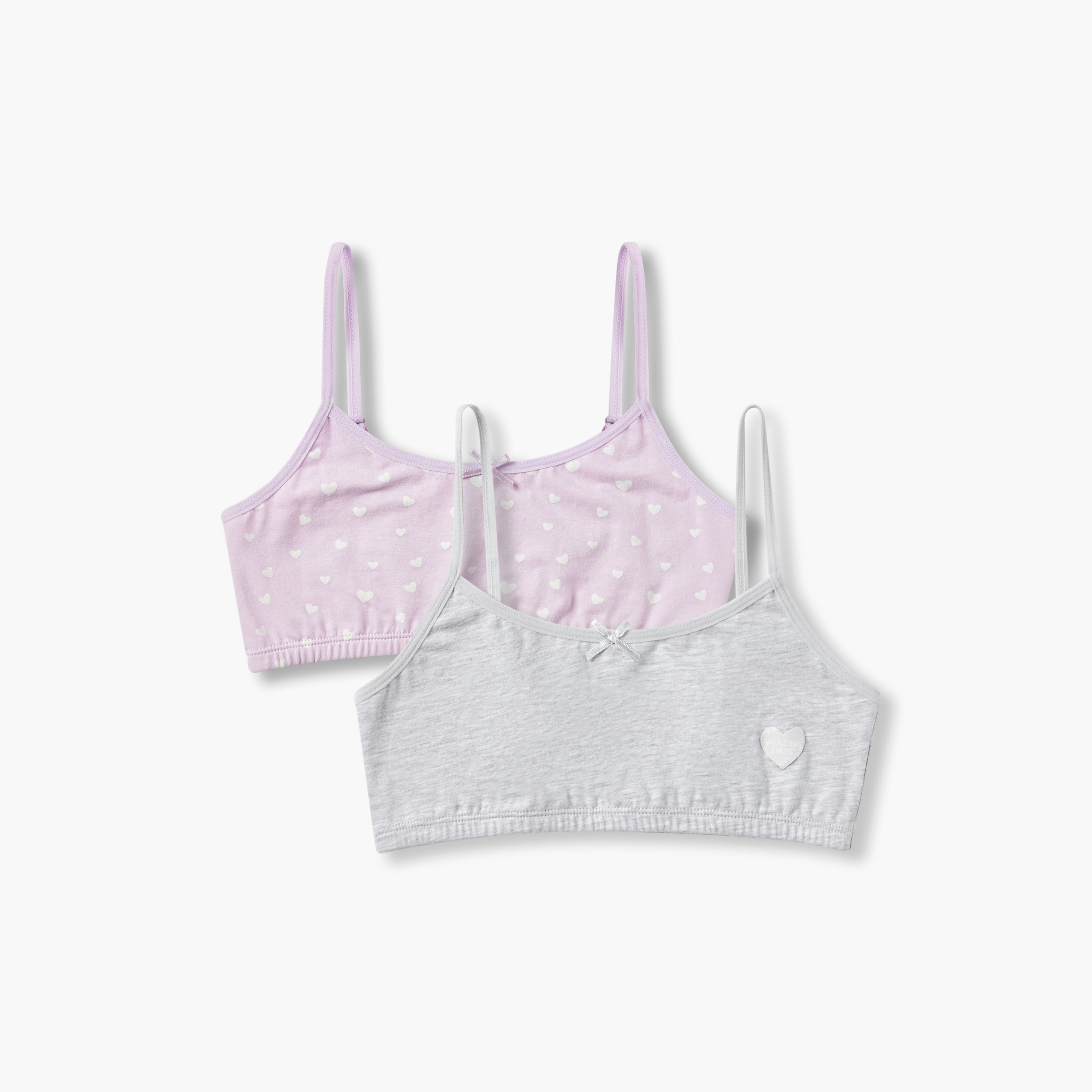 Juniors Girls Trainer Bra with Heart Print - Cotton-girls-clothing-innerwear-bras-image-1