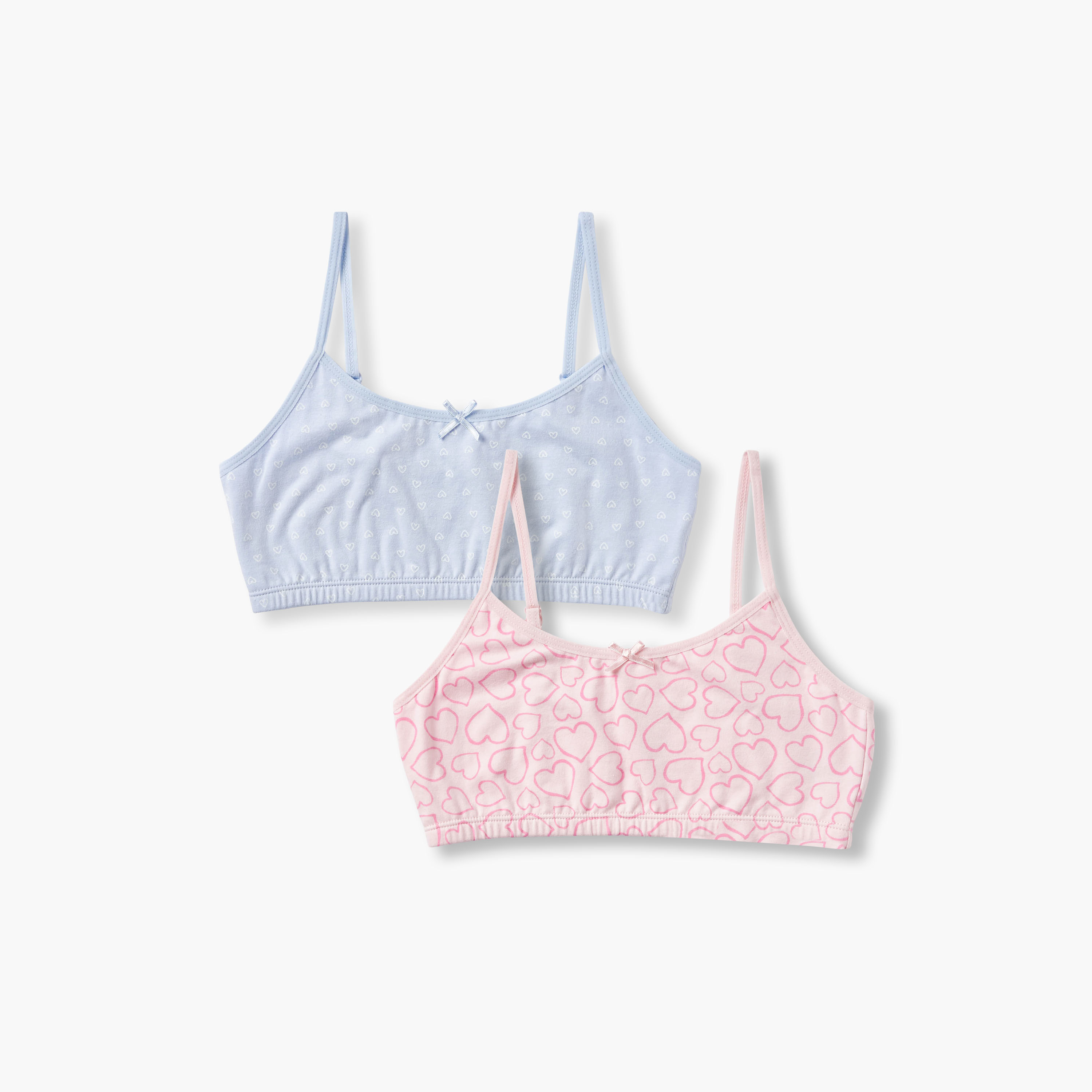 Juniors Girls Trainer Bra with Heart Print - Cotton - Set of 2-girls-clothing-innerwear-bras-image-1