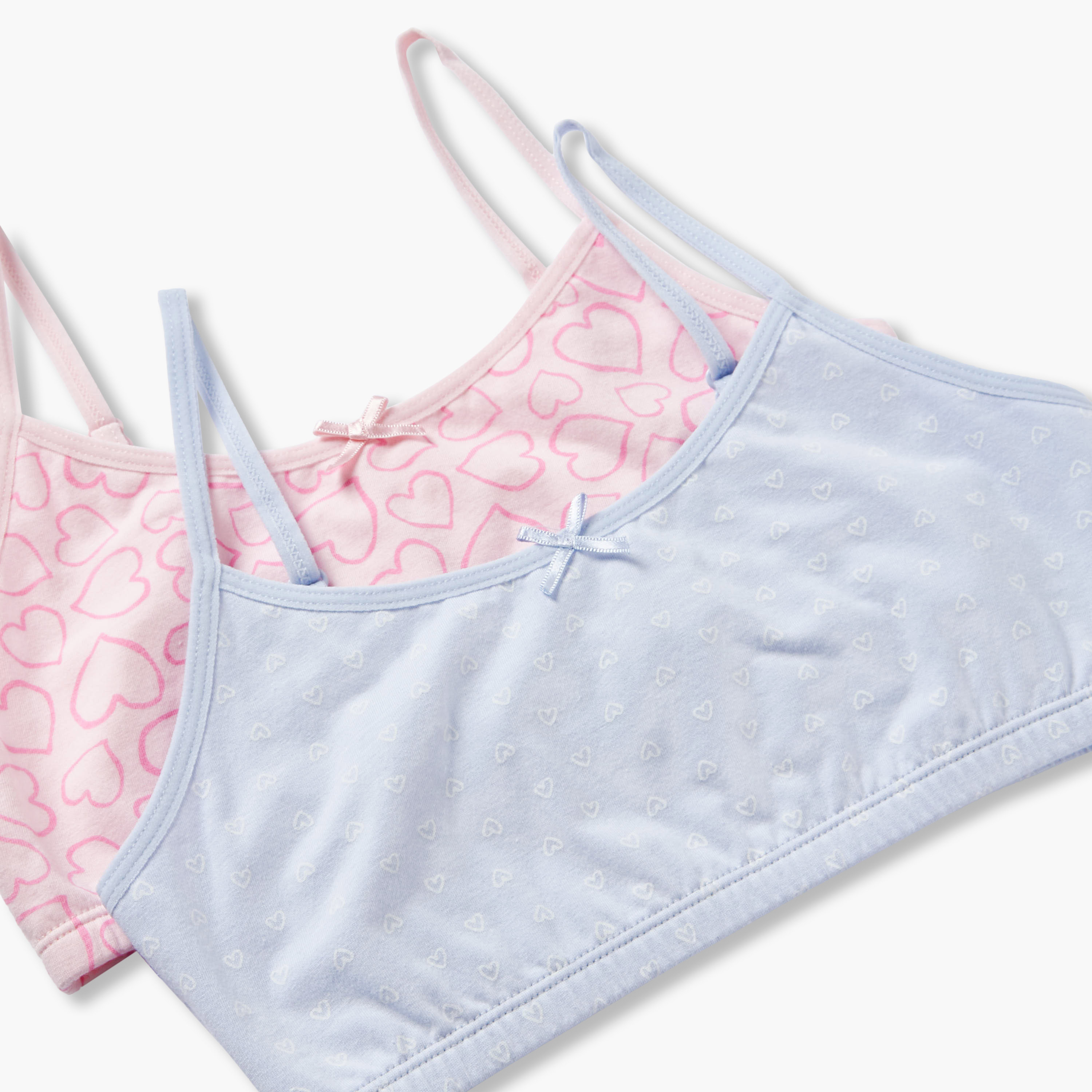 Juniors Girls Trainer Bra with Heart Print - Cotton - Set of 2-girls-clothing-innerwear-bras-image-4