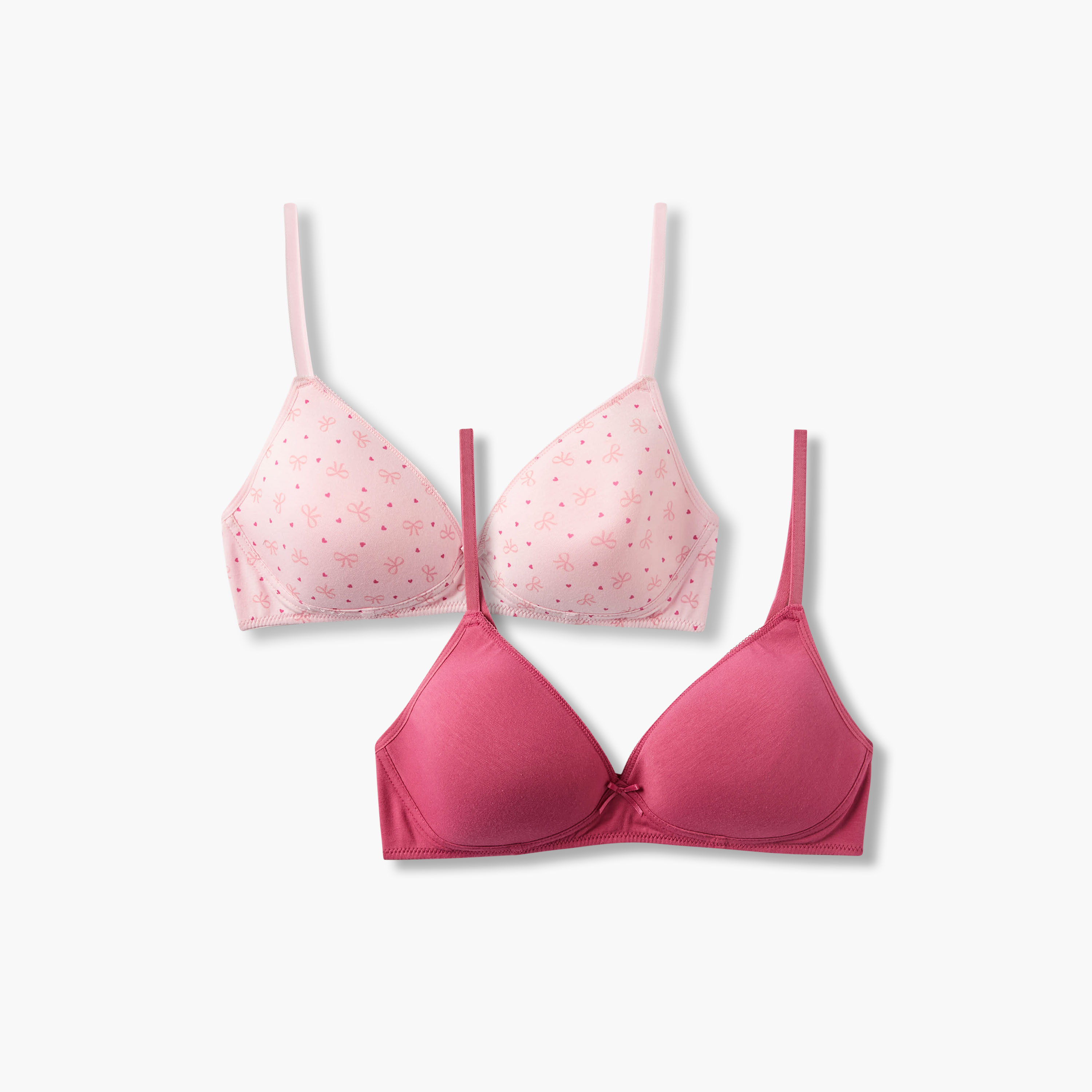 صدرية قطن بتفاصيل فيونكة للبنات من جونيورز - طقم من قطعتين-girls-clothing-innerwear-bras-image-1