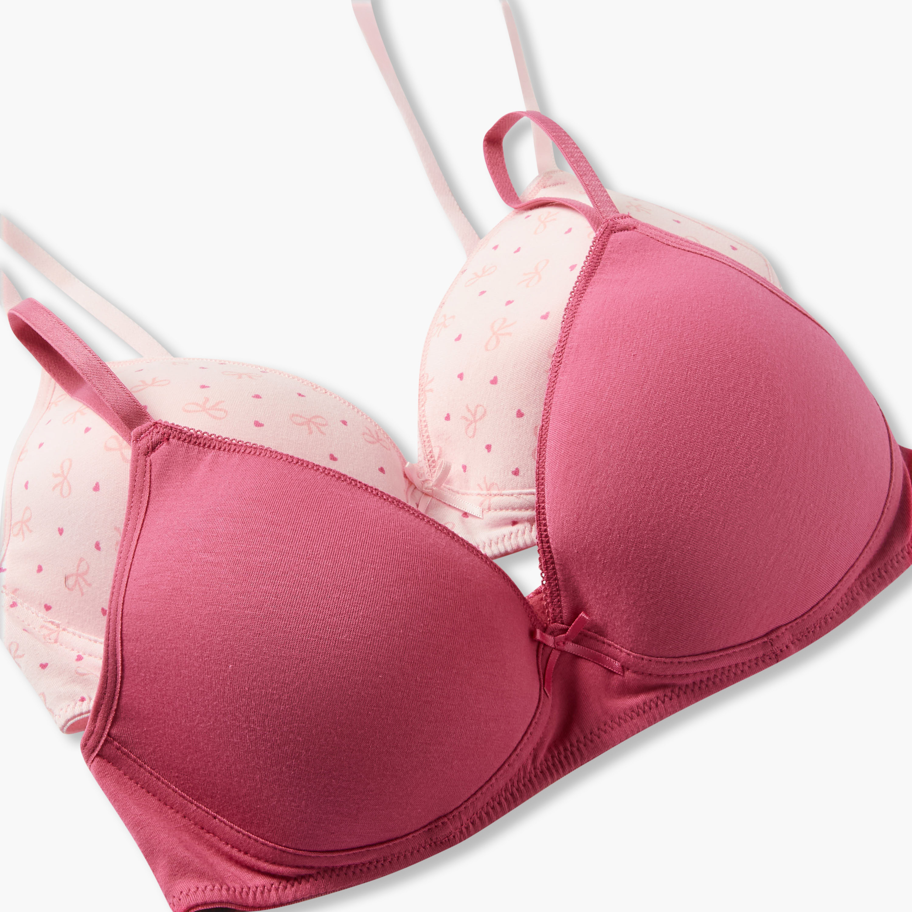 صدرية قطن بتفاصيل فيونكة للبنات من جونيورز - طقم من قطعتين-girls-clothing-innerwear-bras-image-4