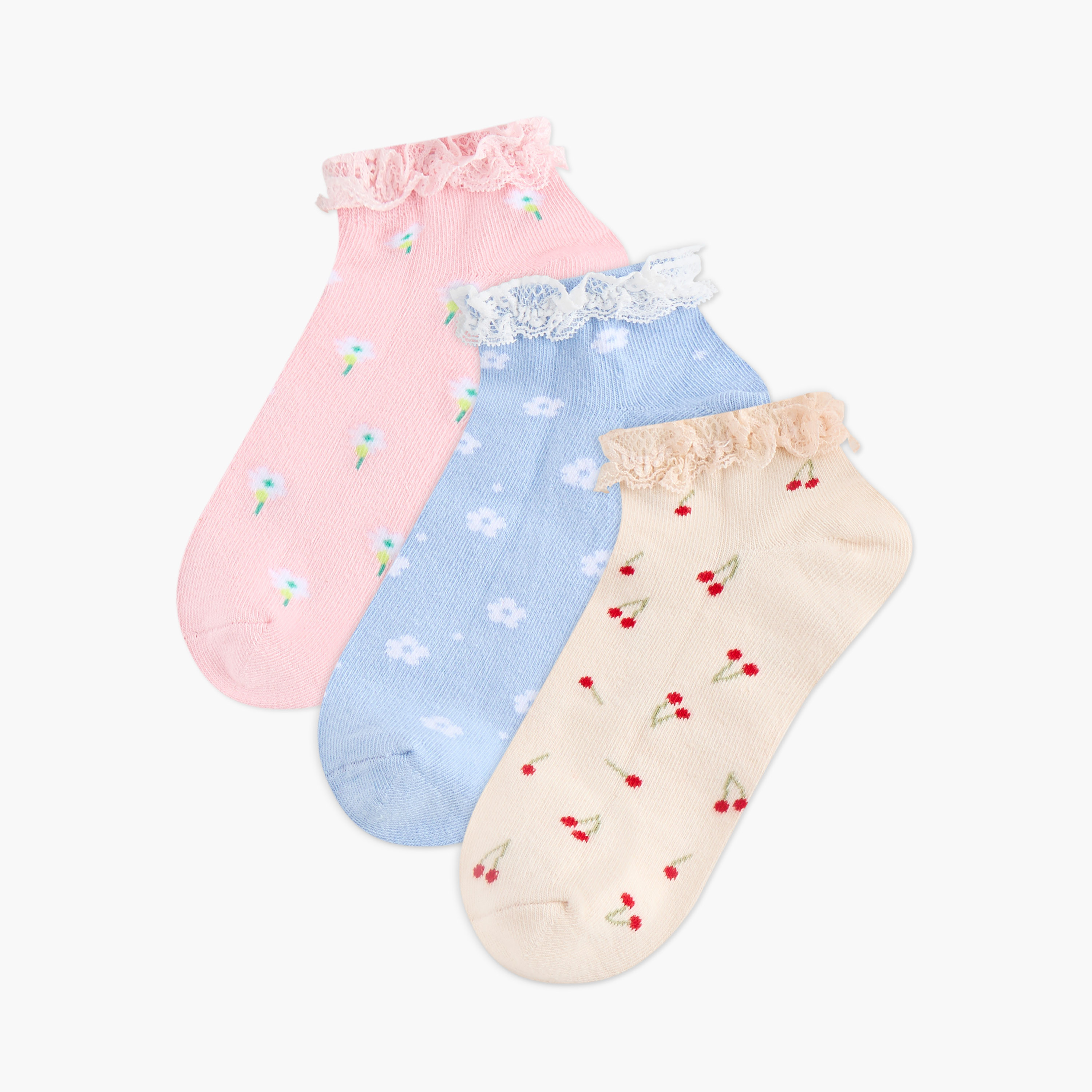 Juniors Girls Socks Lace Detail - Set of 3-girls-accessories-socks-image-1