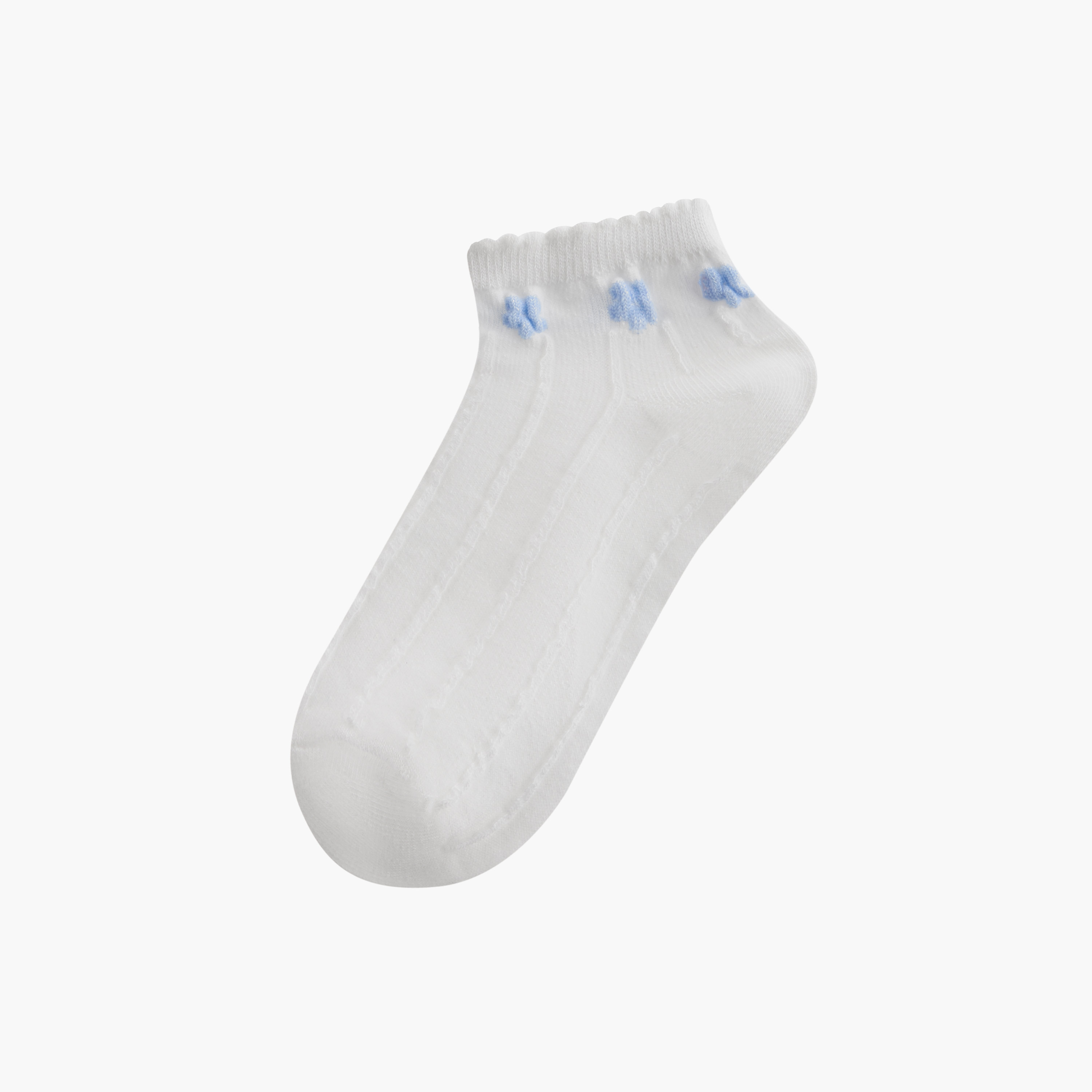 Juniors Bow Print Ankle Length Socks - Set of 3-girls-accessories-socks-image-2