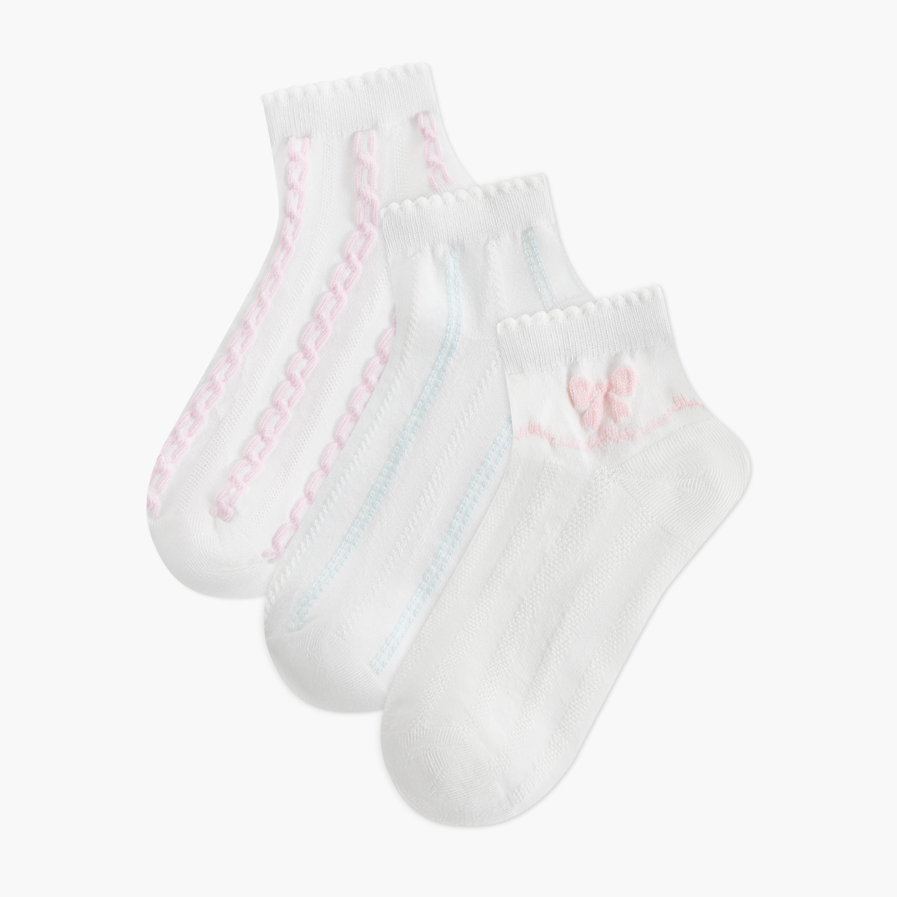 Pack of 3 Juniors Girls Socks Ankle Length-girls-accessories-socks-image-1