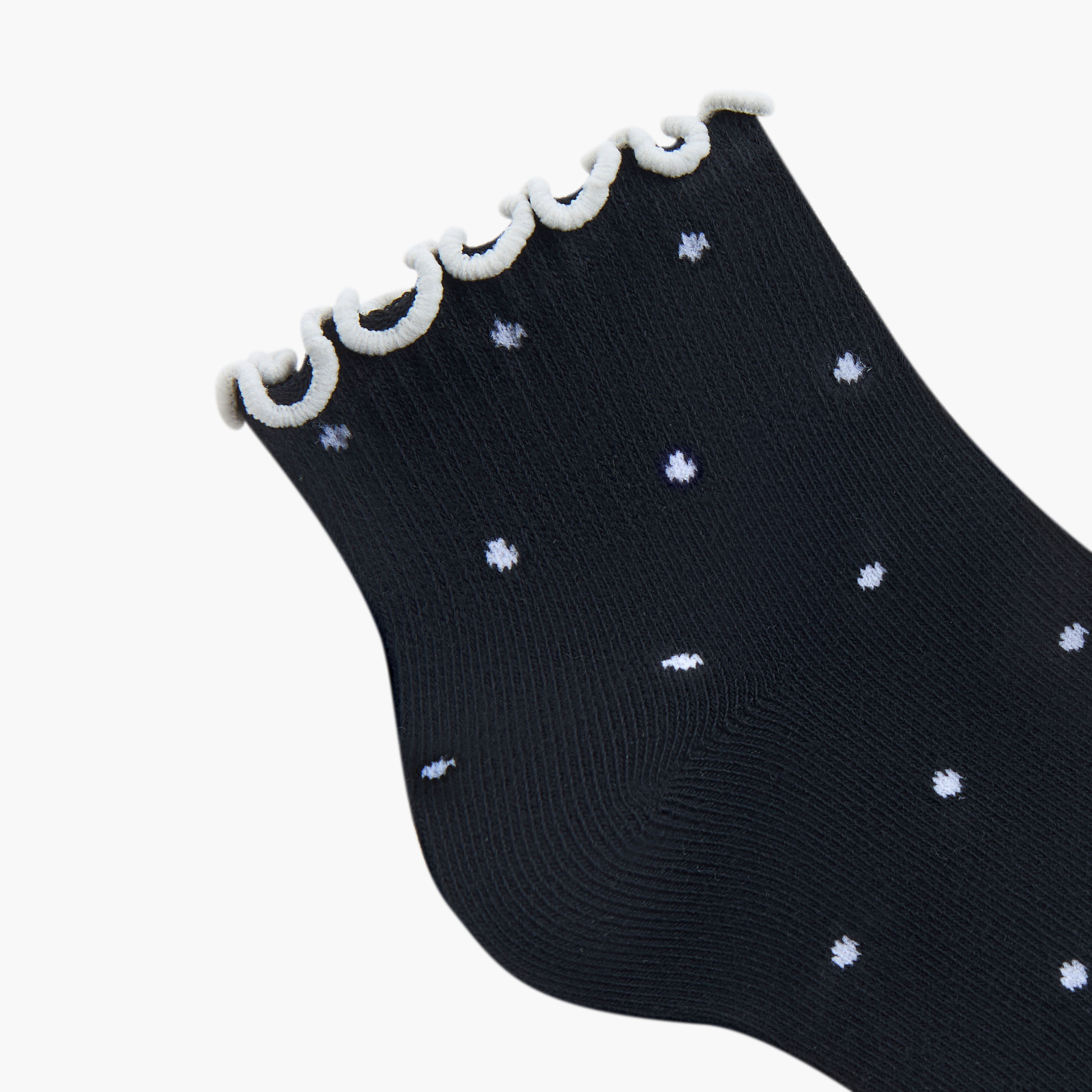Pack of 3 Juniors Girls Quarter Length Socks with Polka Dot Print-girls-accessories-socks-image-5