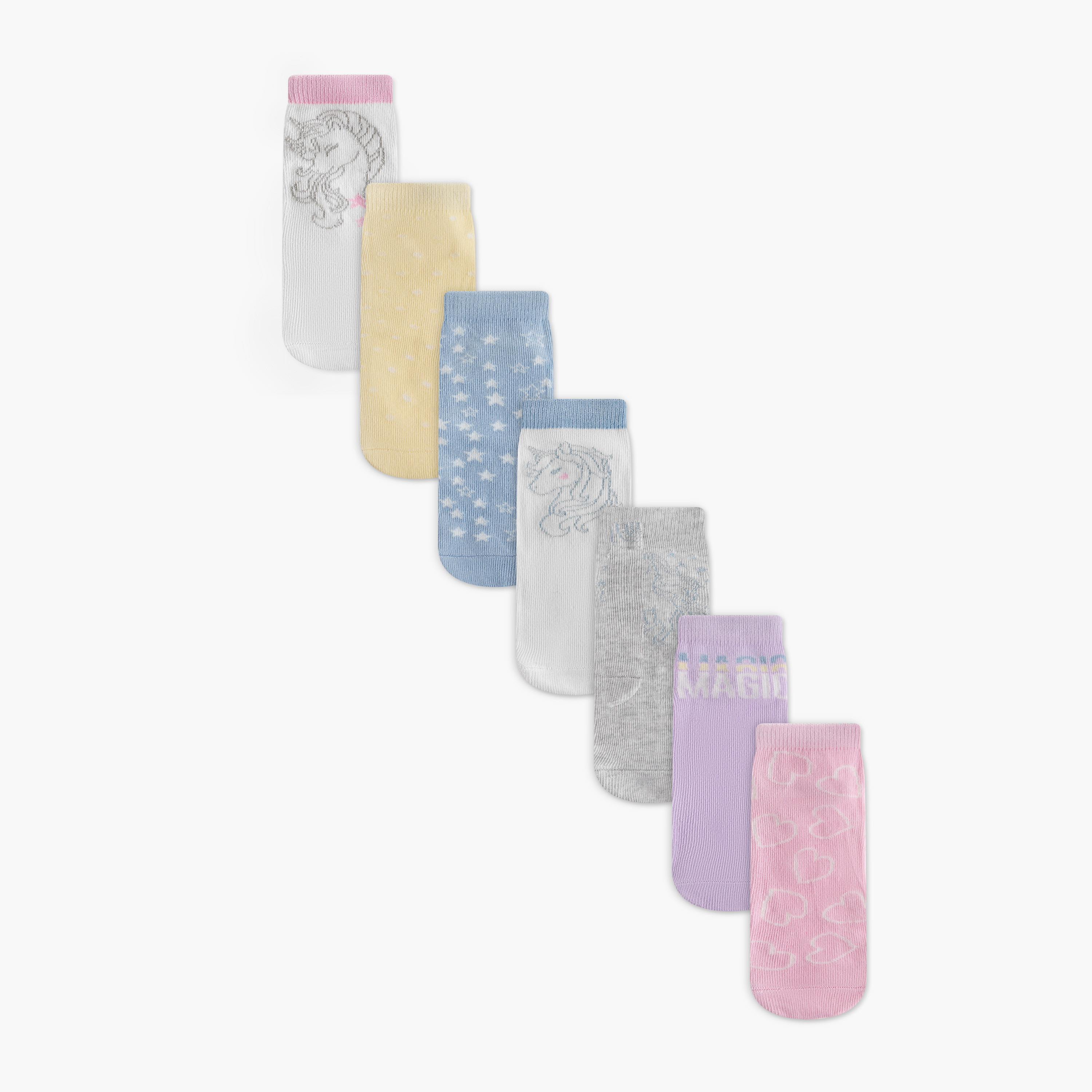 Juniors Printed Ankle Length Socks - Set of 7-girls-accessories-socks-image-1