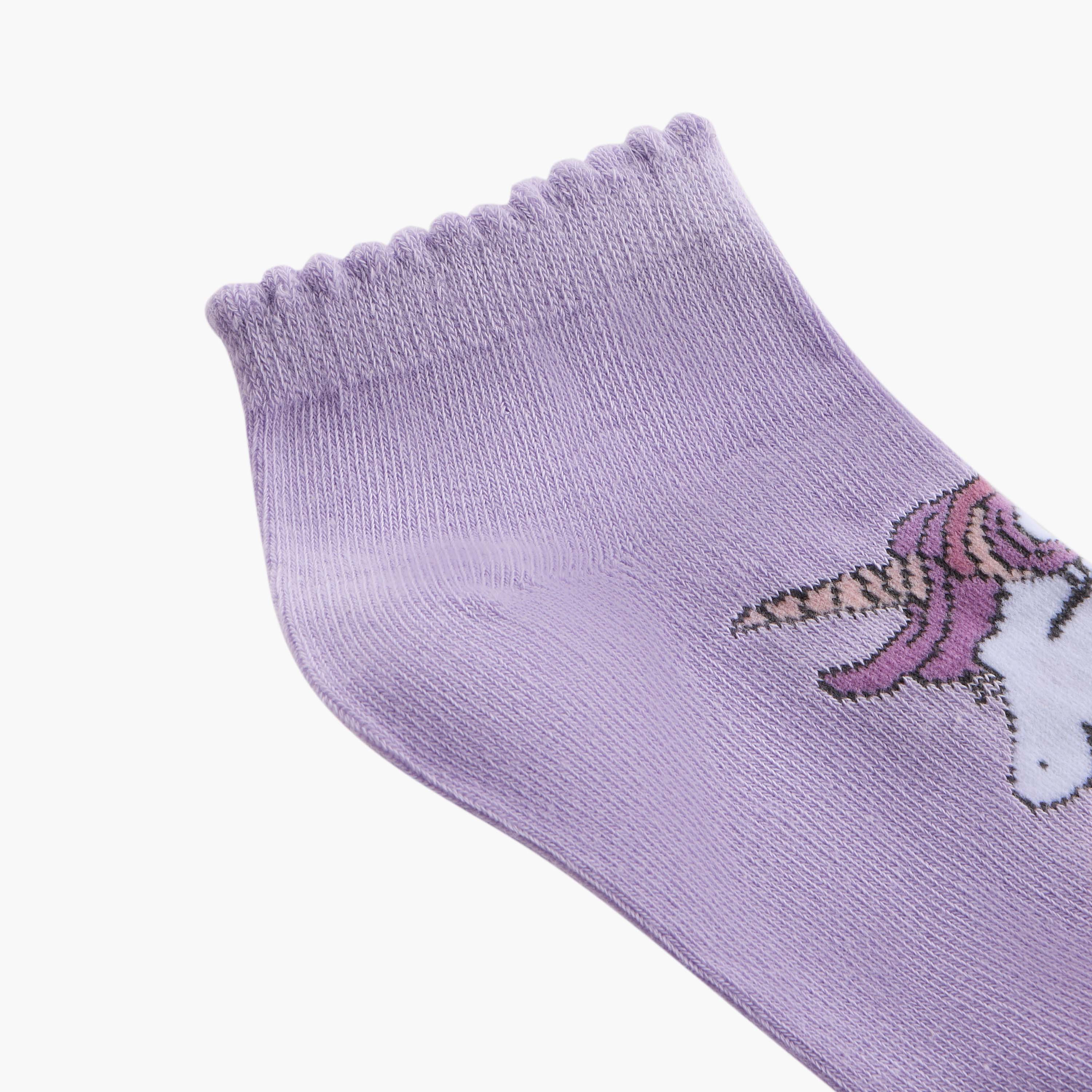Juniors Unicorn Print Ankle Length Socks - Set of 7-girls-accessories-socks-image-3