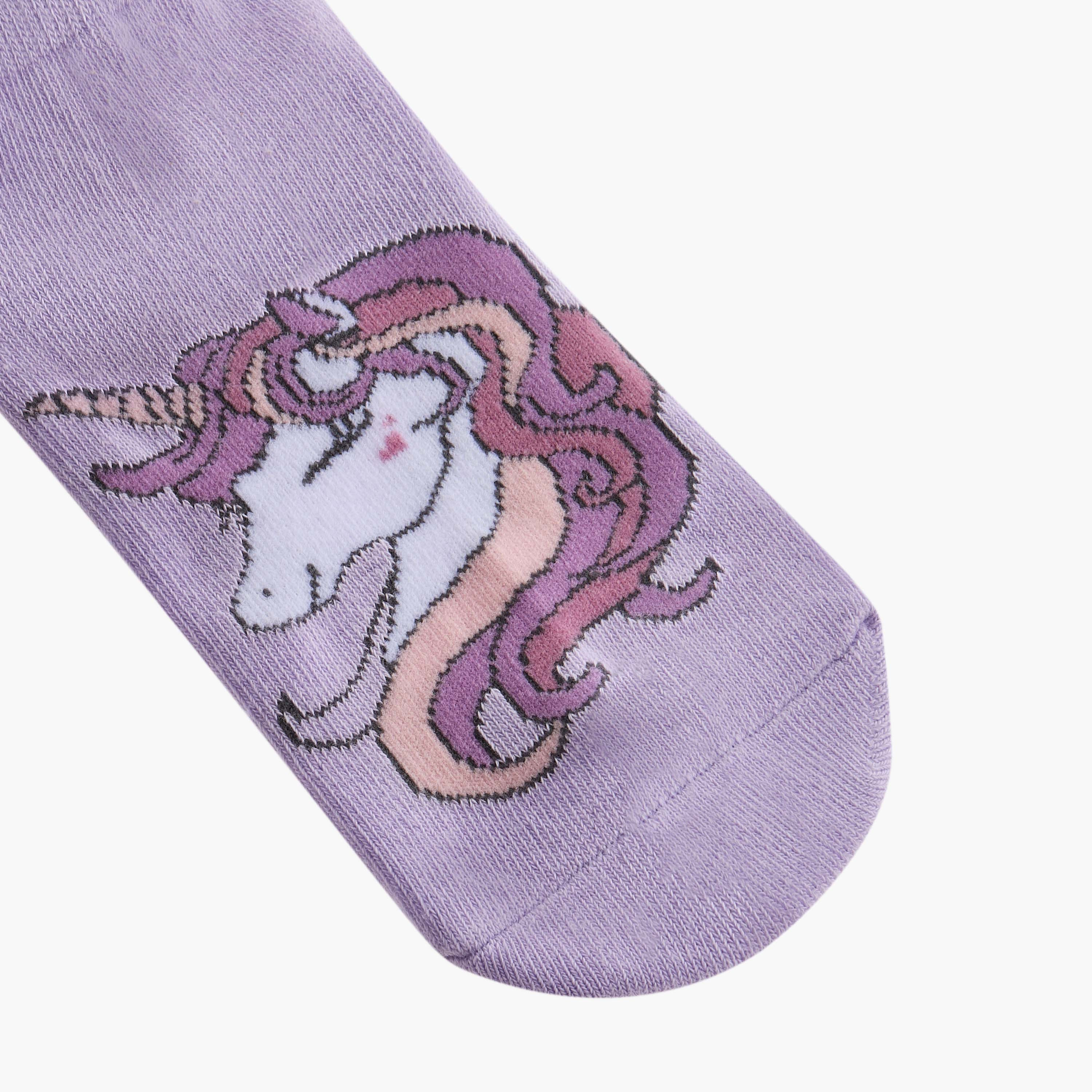 Juniors Unicorn Print Ankle Length Socks - Set of 7-girls-accessories-socks-image-5