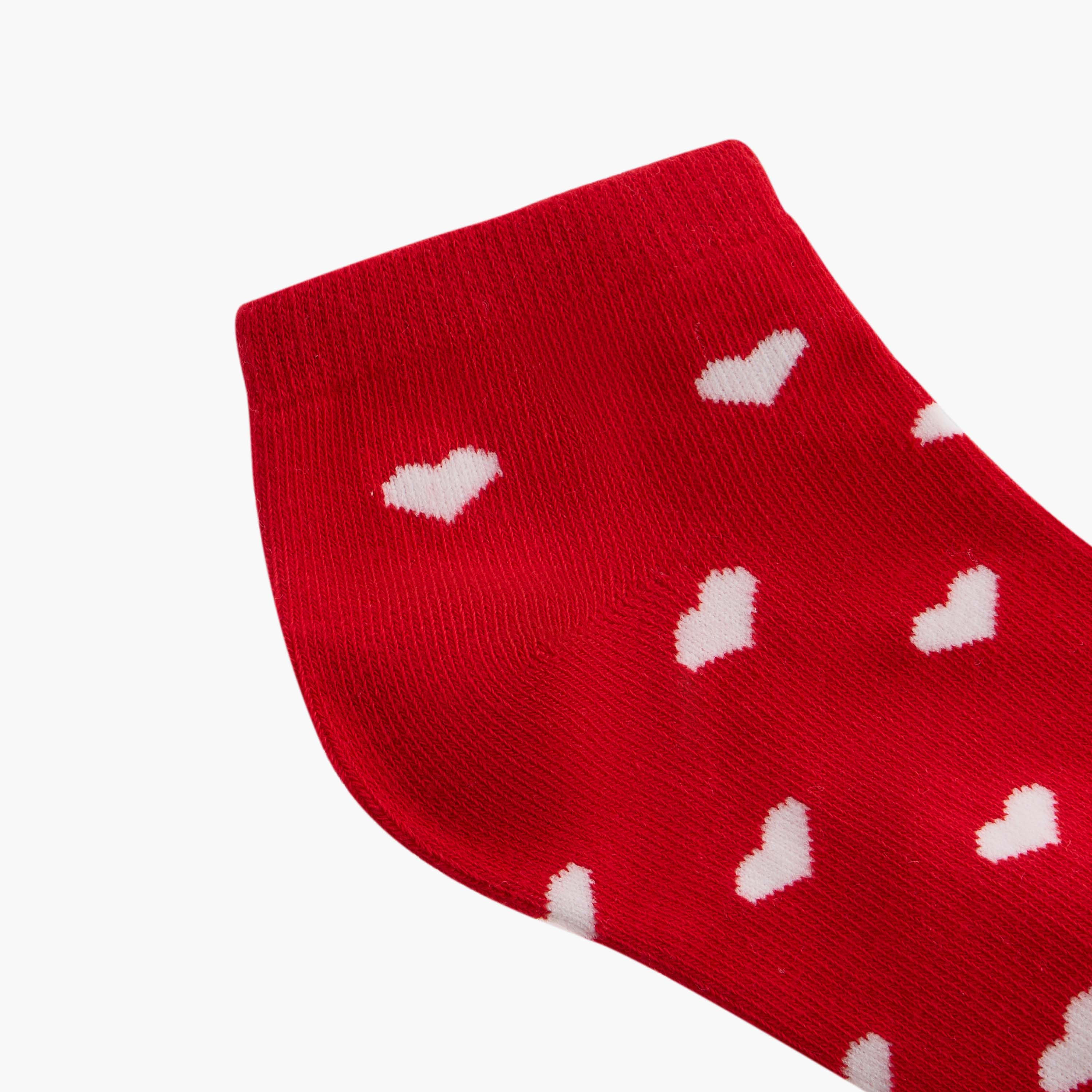 Juniors Heart Print Ankle Length Socks - Set of 7-girls-accessories-socks-image-5