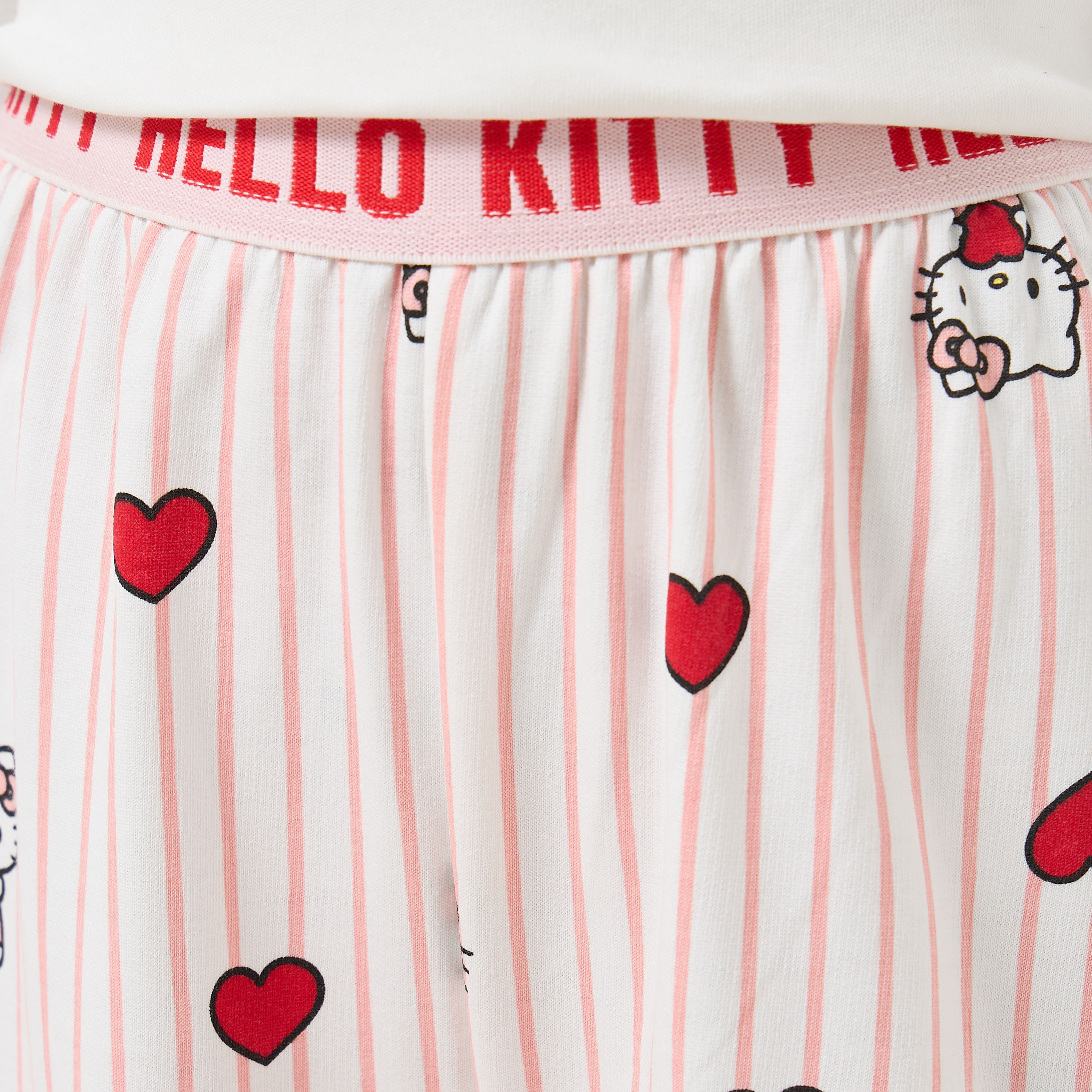 Sanrio Cotton Round Neck Long Sleeves Pyjama Set with Hello Kitty Print-girls-clothing-nightwear-image-6