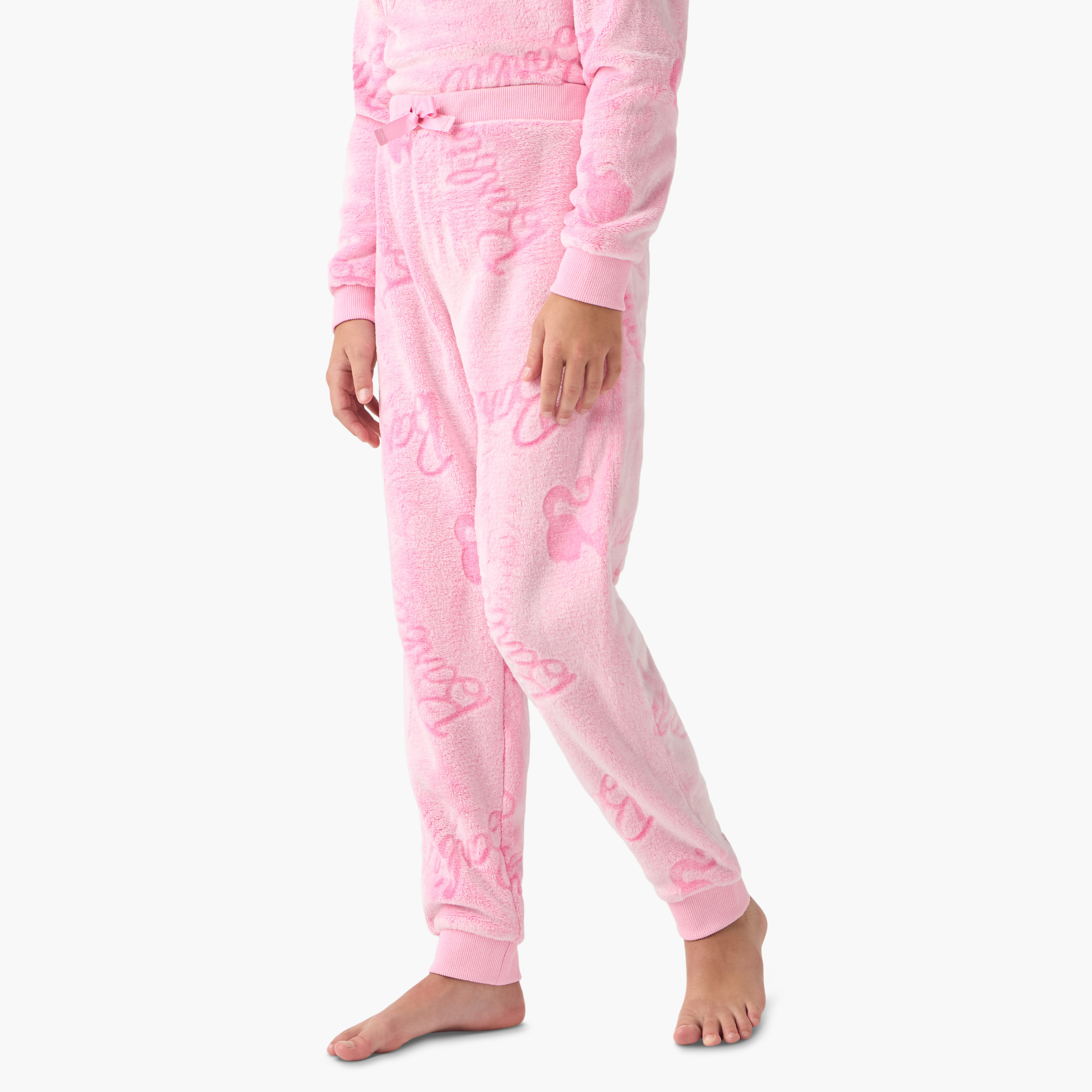 Girls Pyjama Set with Barbie Print - Polyester Blend - Long Sleeves - Round Neck-girls-clothing-nightwear-image-3