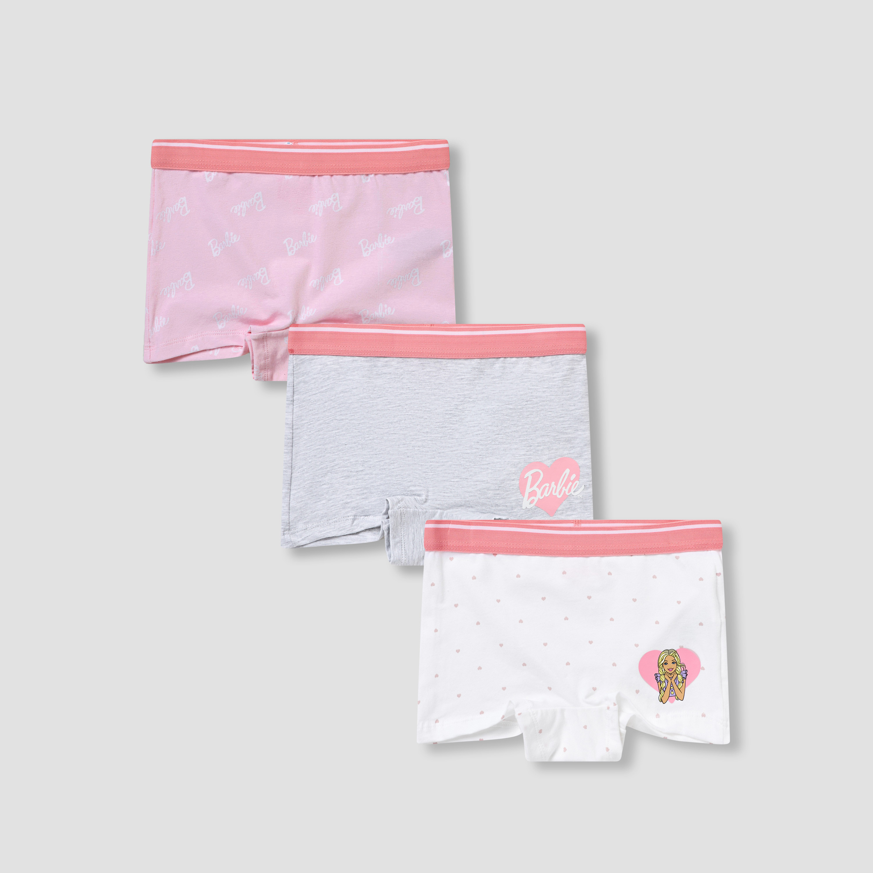 Pack of 3 Cotton Boxers with Barbie Print-girls-clothing-innerwear-panties-image-1